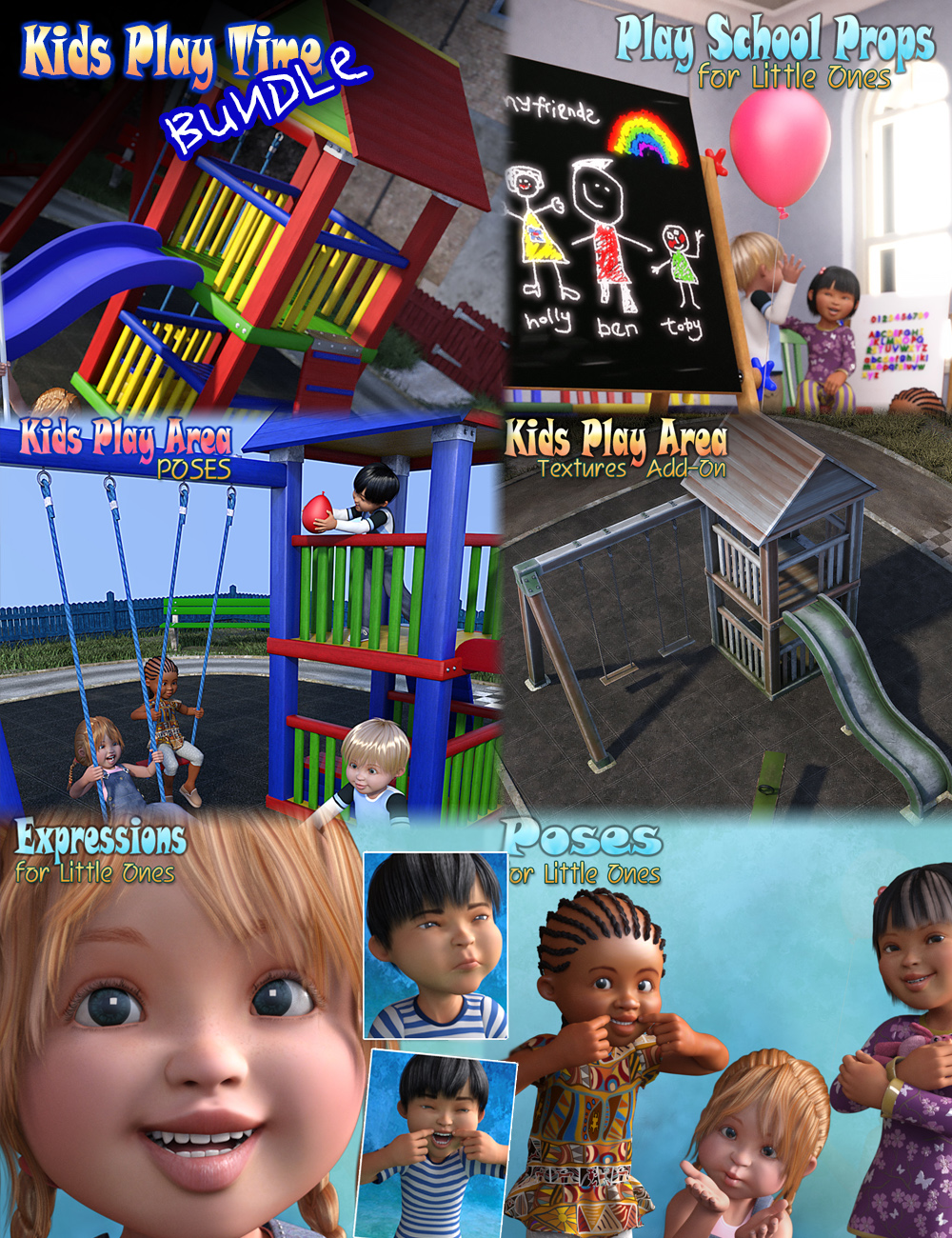 Kids Play Time Bundle by: DianePredatron, 3D Models by Daz 3D