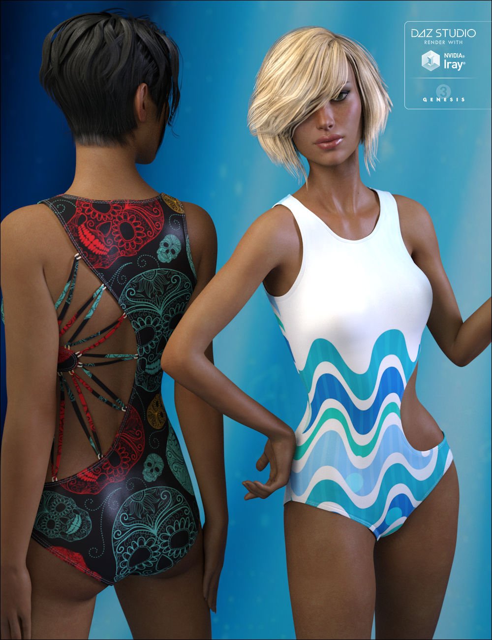 Wicked Strappy Swimsuit for Genesis 3 Female(s) by: Xena, 3D Models by Daz 3D