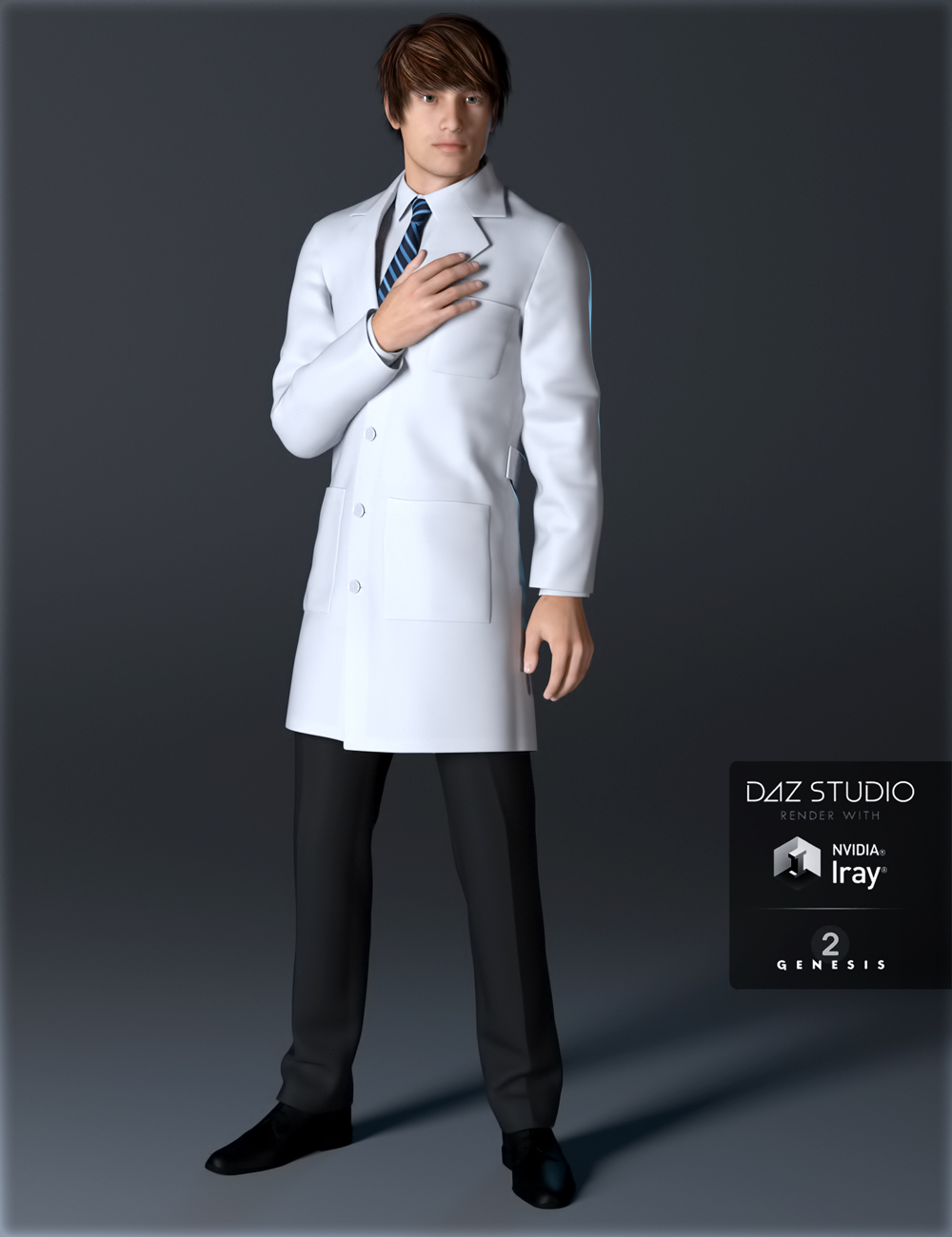 Doctor's Coat and Suit for Genesis 2 Male(s) by: IH Kang, 3D Models by Daz 3D