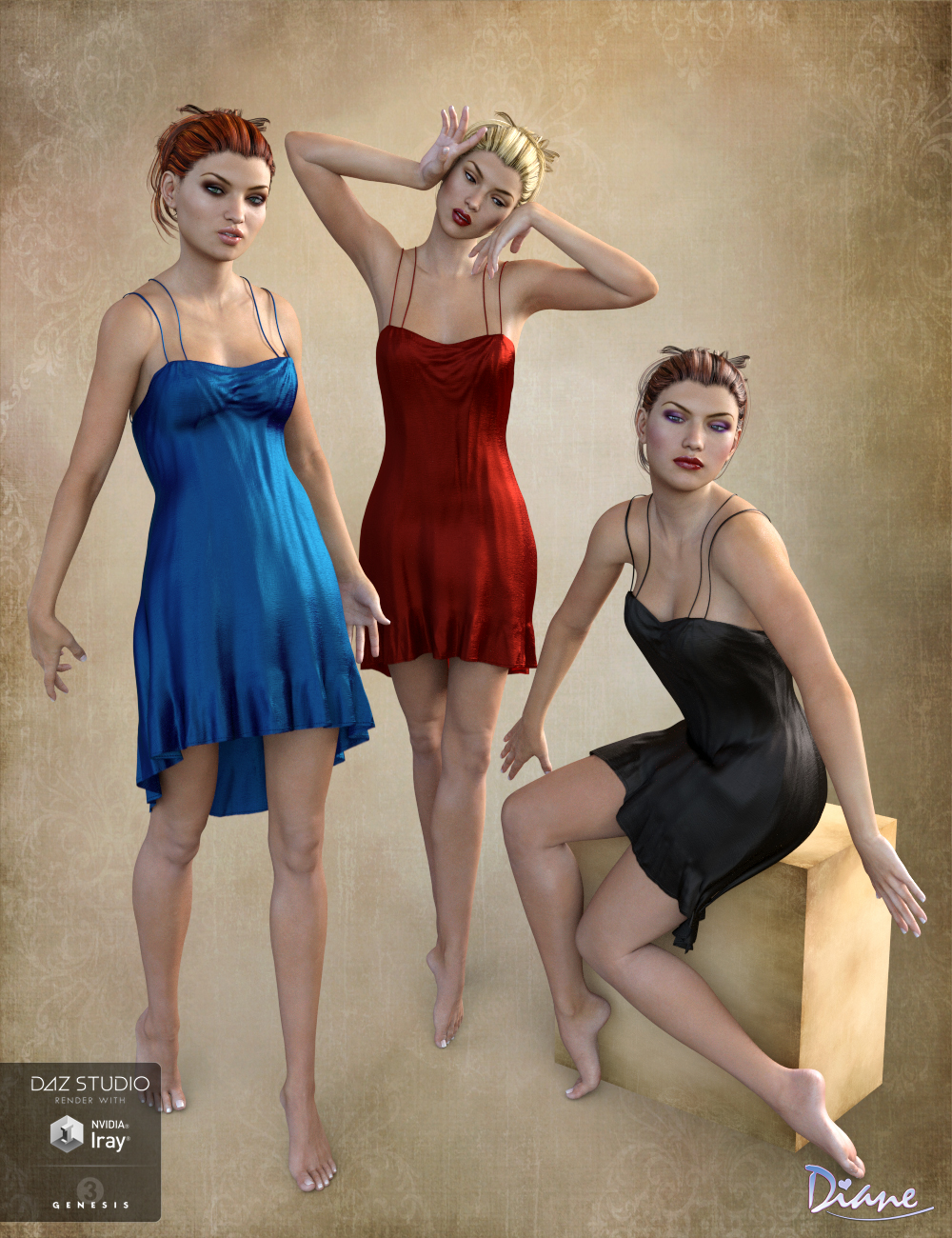 Romantique Poses, Expressions & Backgrounds for Genesis 3 Female(s) by: Diane, 3D Models by Daz 3D