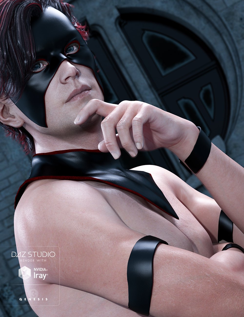 Fantasy Collar and Mask for Genesis 3 Male(s) by: JGreenlees, 3D Models by Daz 3D