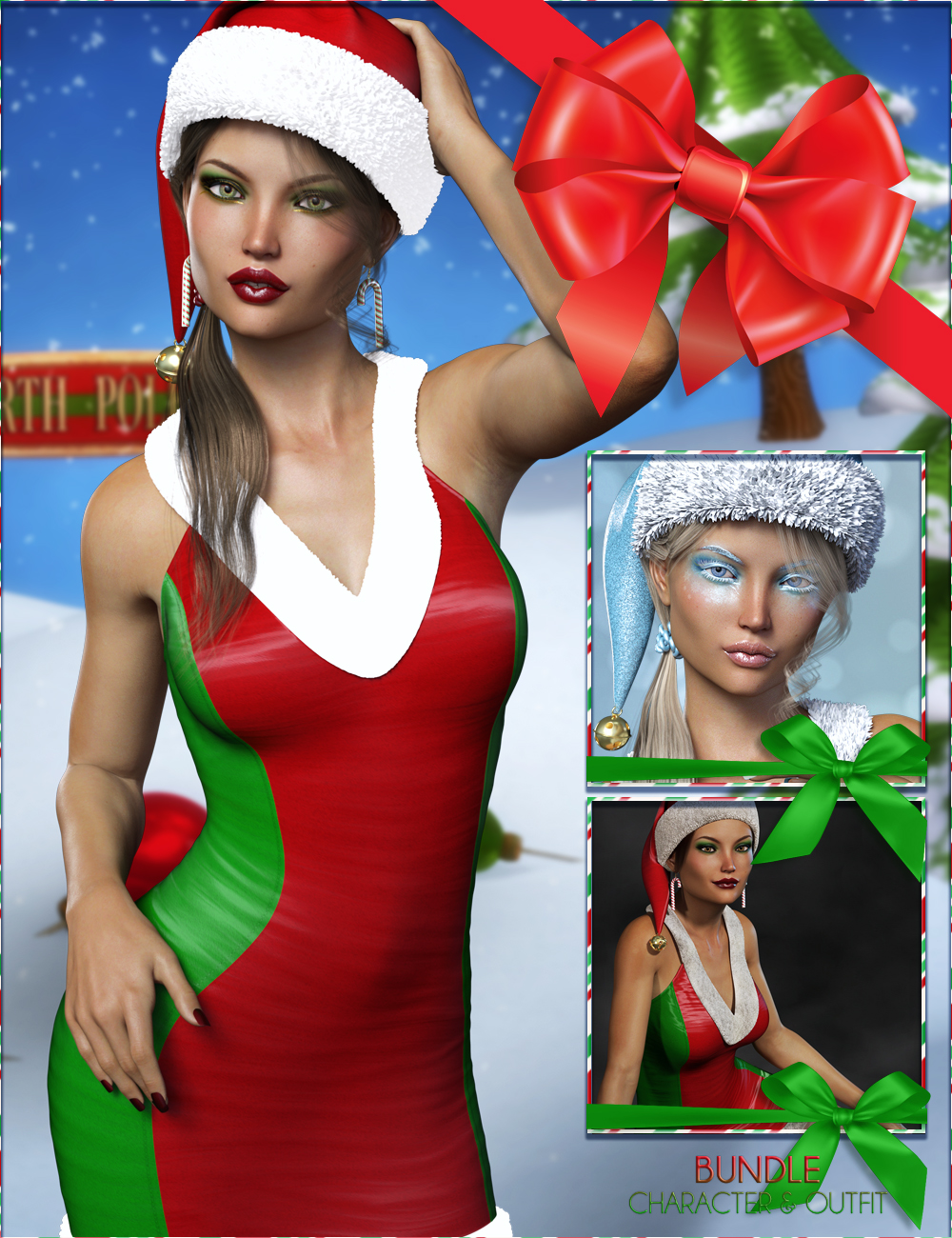 Sexy Christmas Elf Bundle – FWSA Yulia HD and her Finery by: Fred Winkler ArtSabbyFisty & Darc, 3D Models by Daz 3D