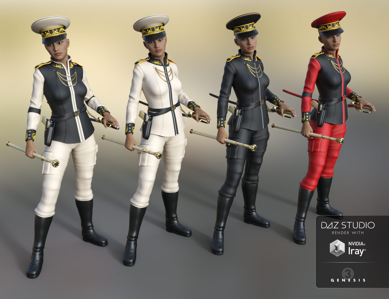 El Comandante, Officer Outfit for Genesis 3 Female(s) El Comandante, Officer Outfit for Genesis 3 Female(s) by: ile-avalon, 3D Models by Daz 3D