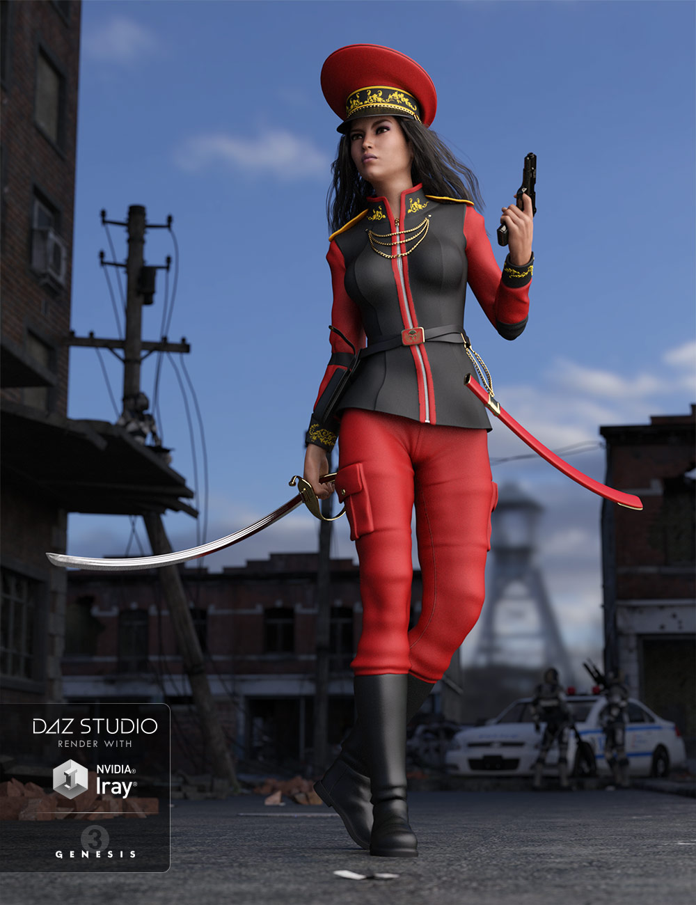 El Comandante, Officer Outfit for Genesis 3 Female(s) by: ile-avalon, 3D Models by Daz 3D