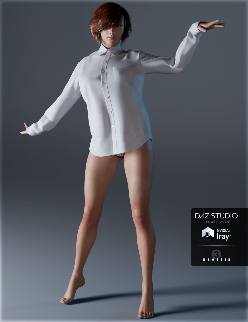 Men's Shirt for Genesis 3 Female(s) by: IH Kang, 3D Models by Daz 3D