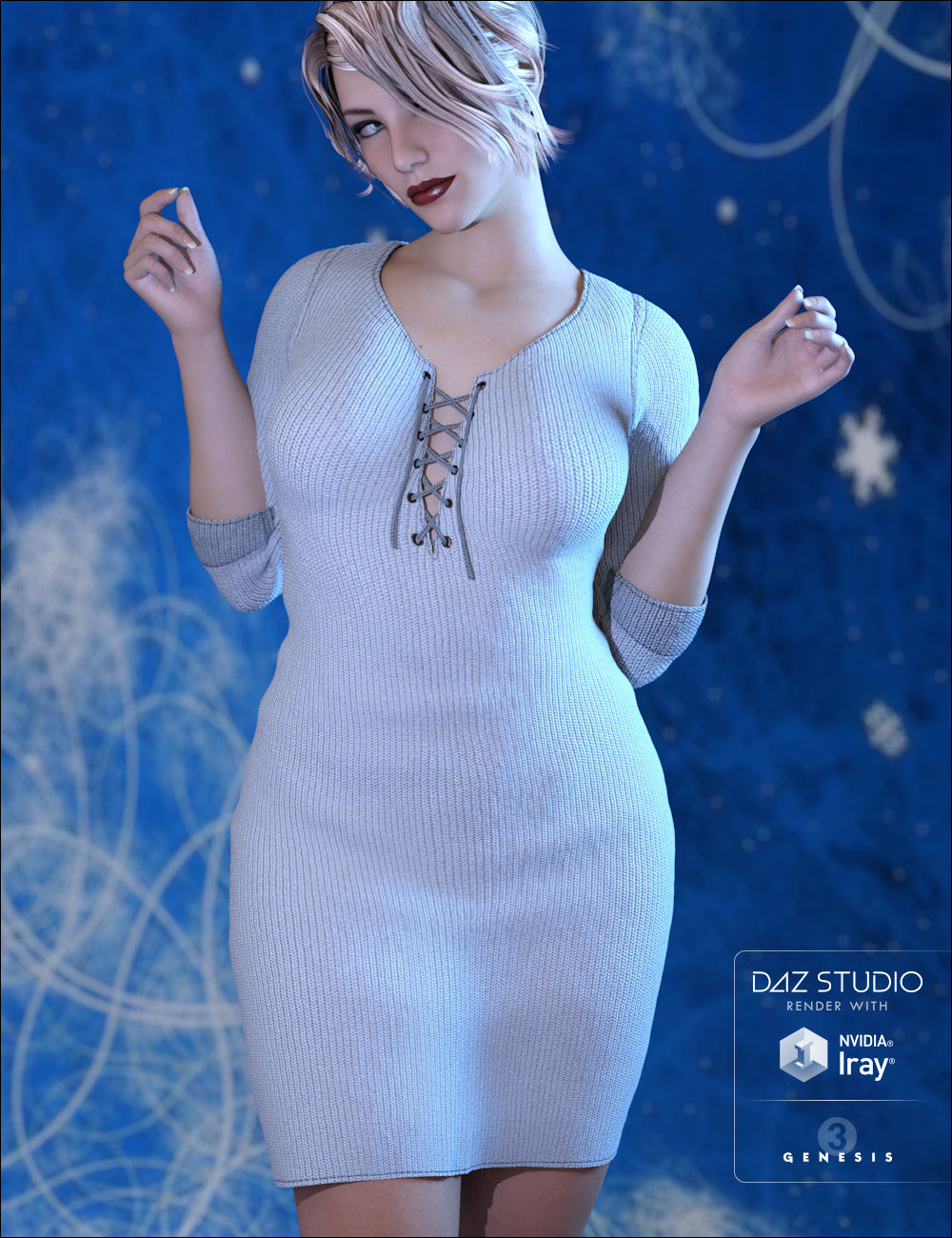 Wicked Knit Dress for Genesis 3 Female(s) by: Xena, 3D Models by Daz 3D