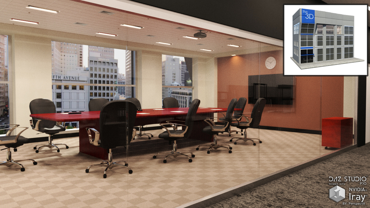 Office Building with Conference Room Items by: PerspectX, 3D Models by Daz 3D