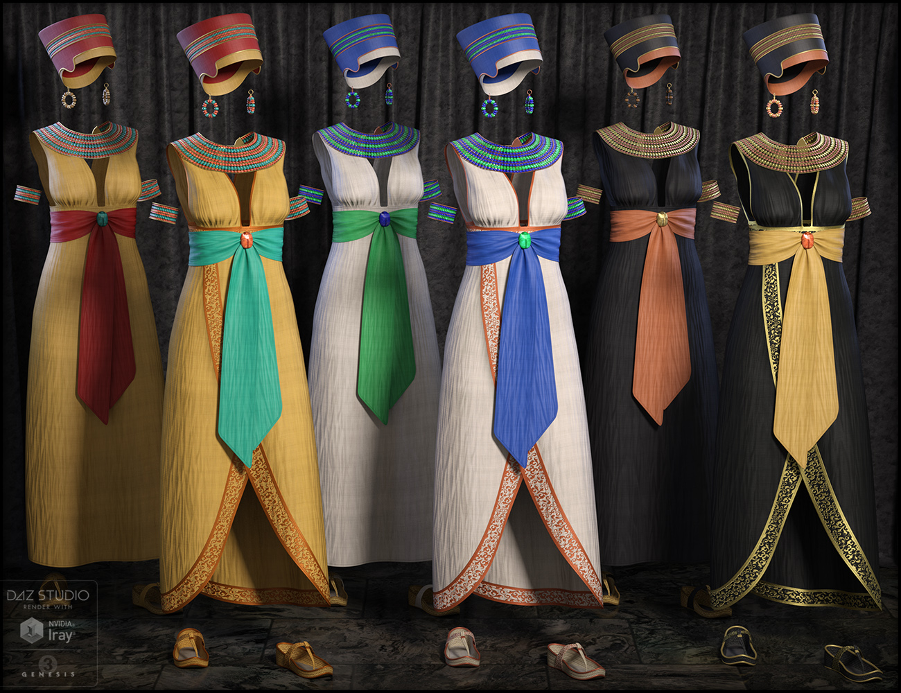 Egyptian Outfit for Genesis 3 Female(s) by: Fisty & Darc, 3D Models by Daz 3D