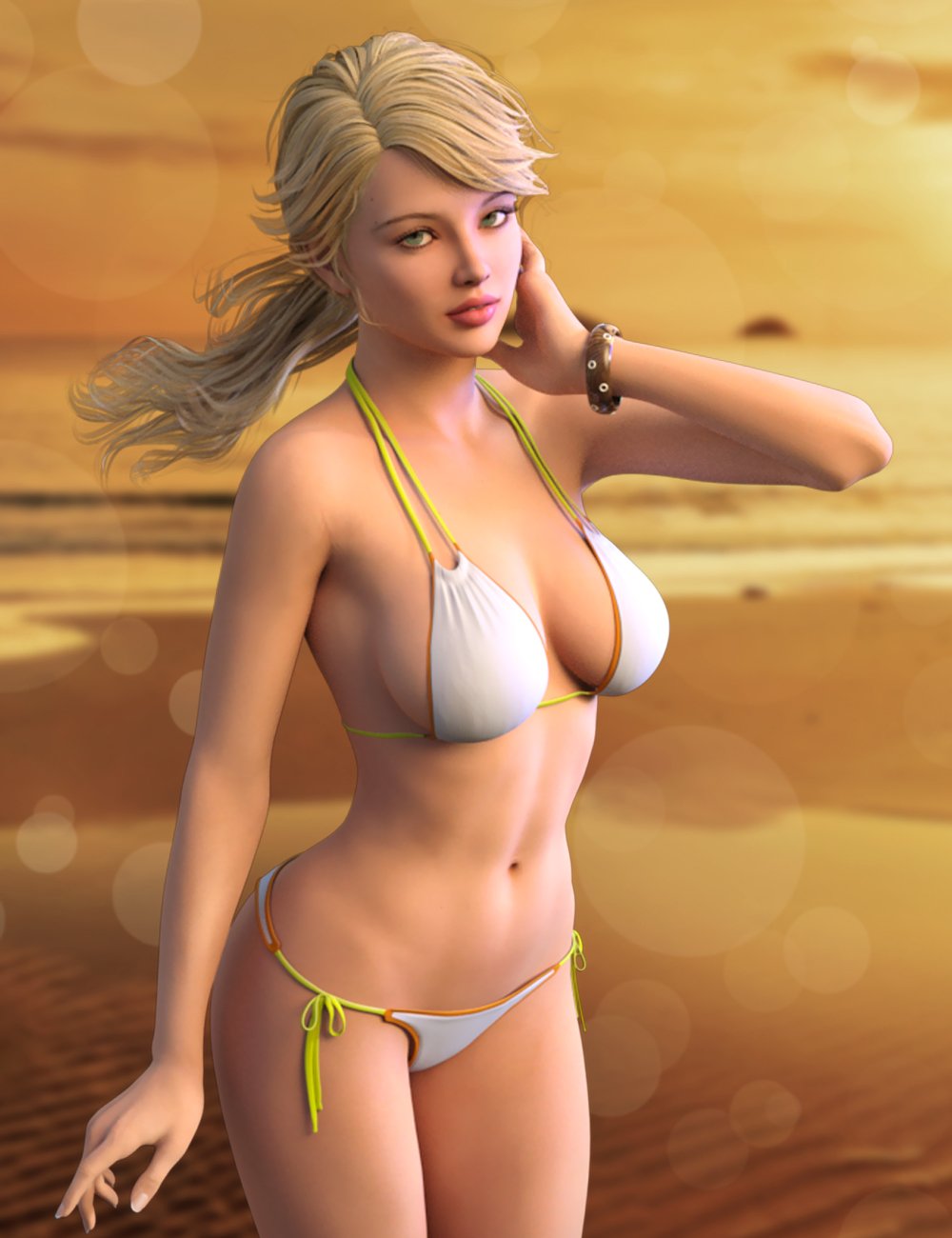 Sunset Bikini for Genesis 2 Female(s) by: Blue Rabbit, 3D Models by Daz 3D