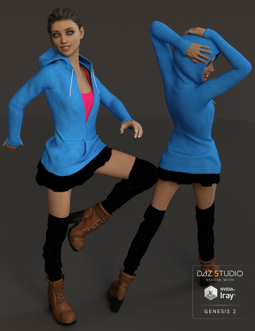 Rebellious Outfit for Genesis 3 Female(s) by: JoeQuick, 3D Models by Daz 3D