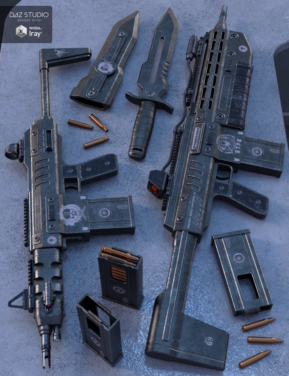 BEAR-220 Assault Rifle Set by: Nightshift3D, 3D Models by Daz 3D