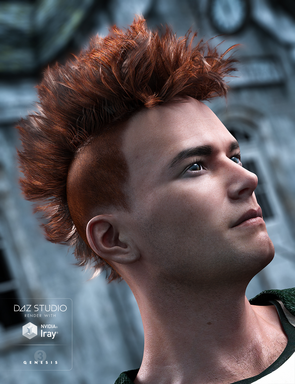 Gothic MoHawk Hair for Genesis 3 Male(s) by: goldtassel, 3D Models by Daz 3D