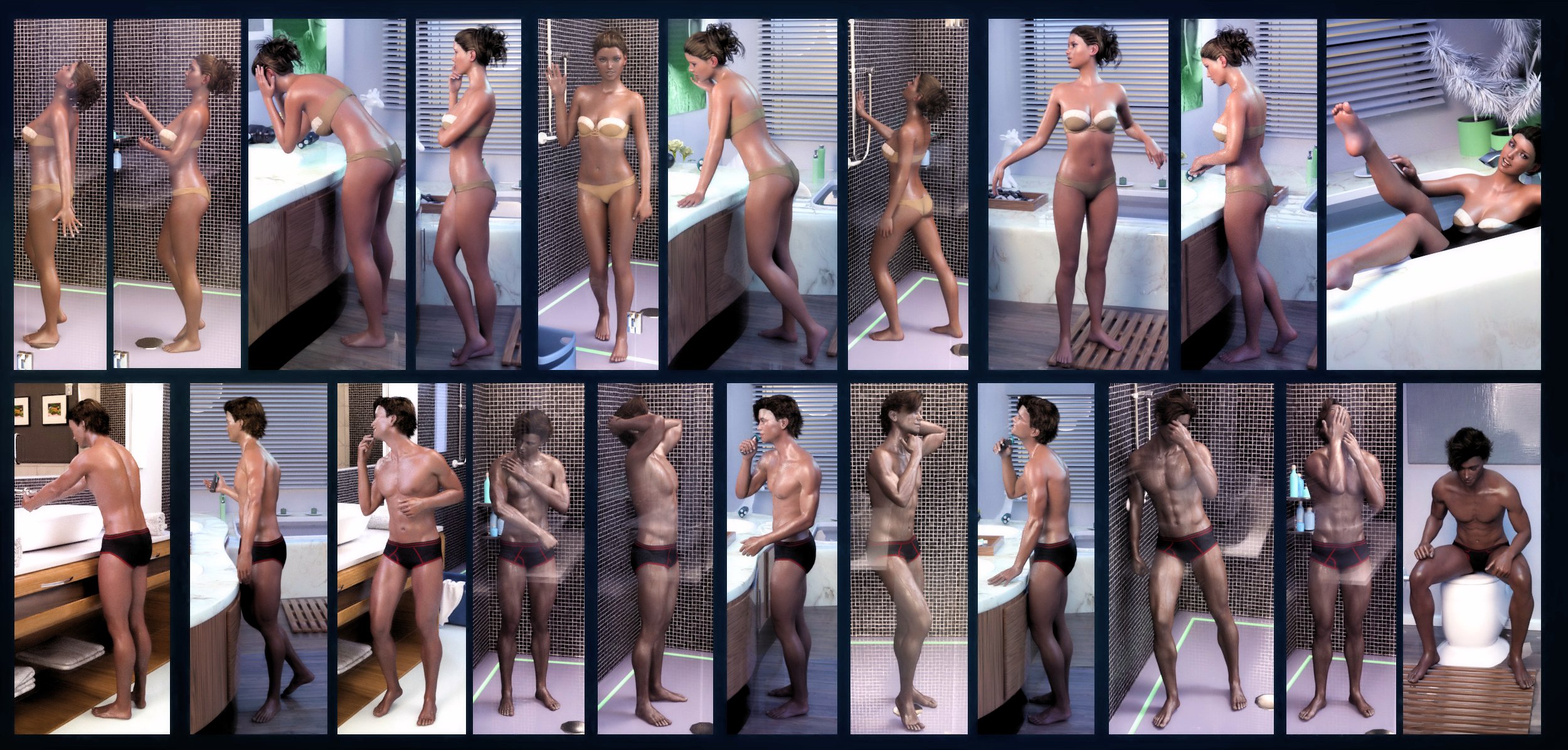 i13 Bath and Shower Pose Collection by: ironman13, 3D Models by Daz 3D