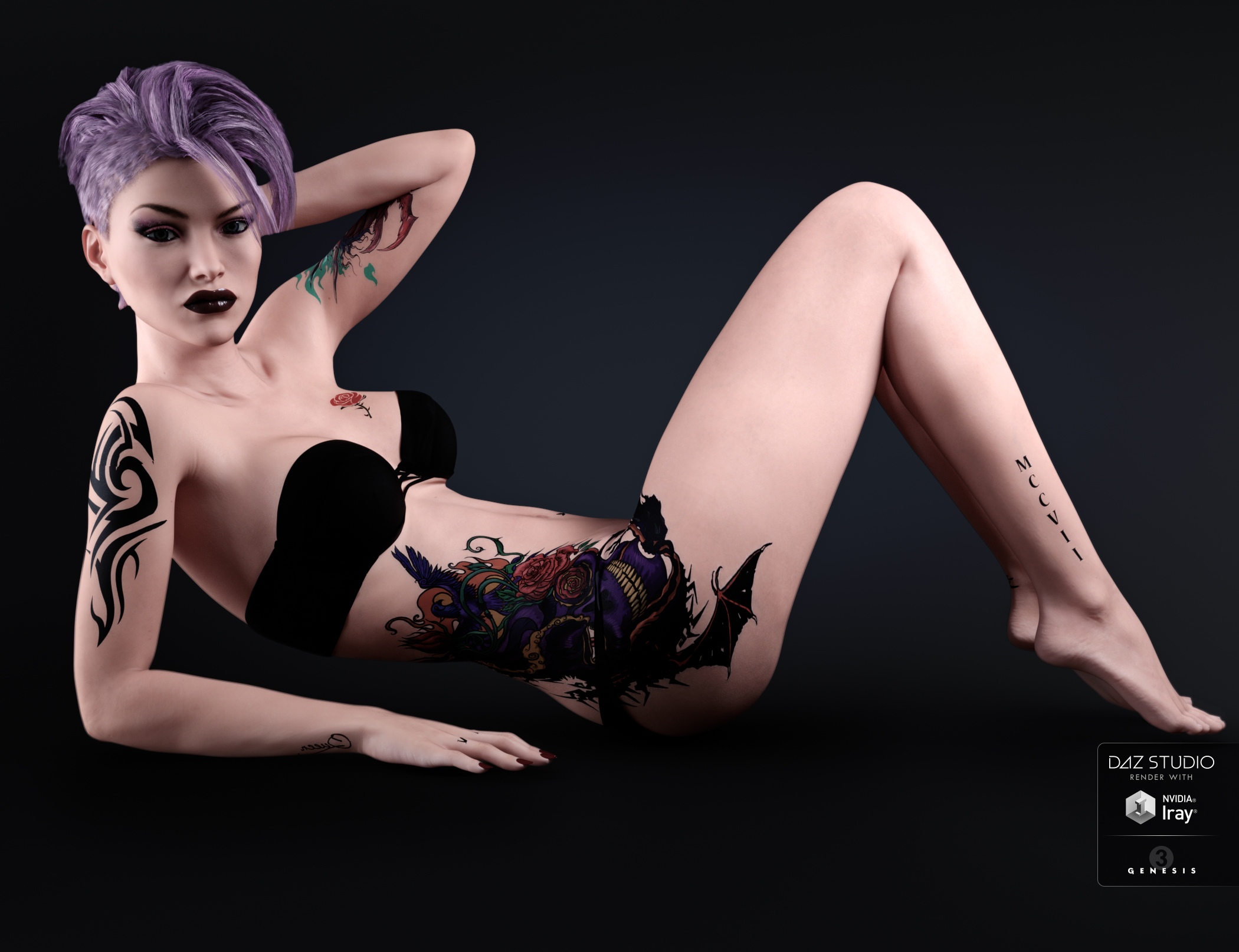 Tattoo for Genesis 3 Female(s) by: Neikdian, 3D Models by Daz 3D