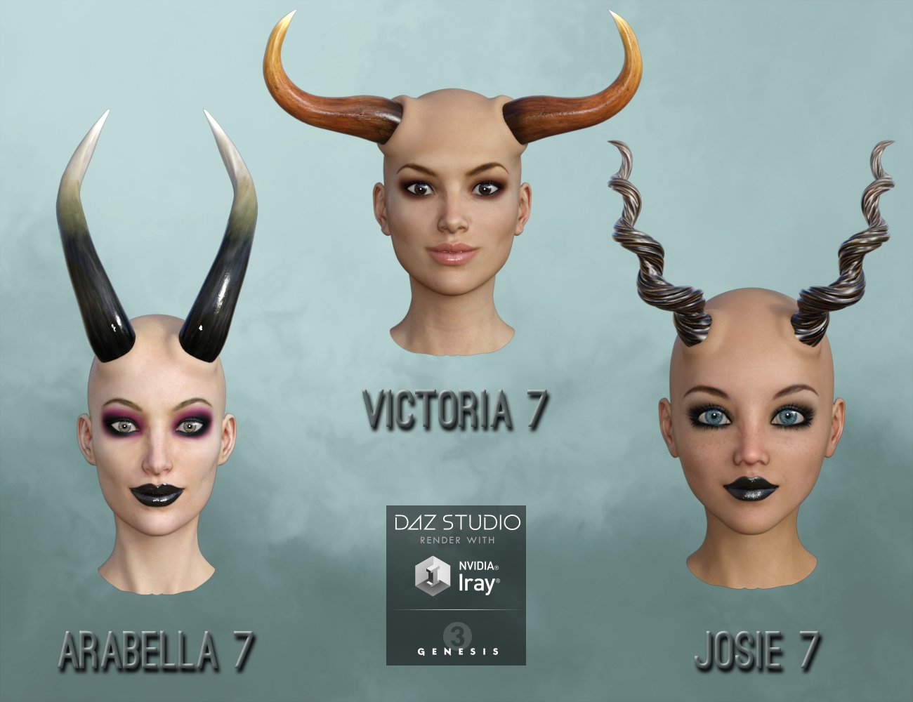 Universal Horns for Genesis 3 Female(s) by: midnight_stories, 3D Models by Daz 3D