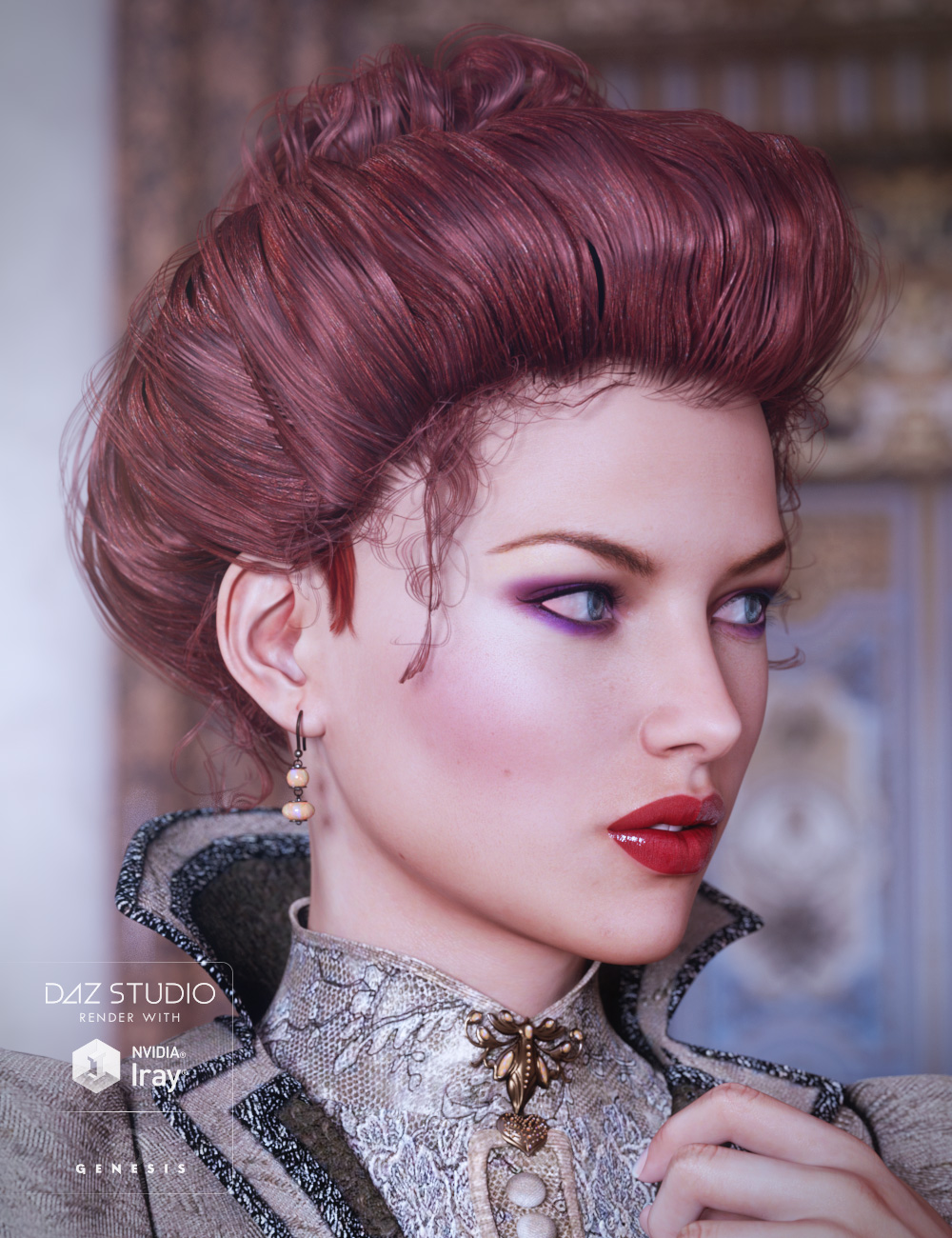 Edwardian Hair for Genesis 3 Female(s) by: goldtassel, 3D Models by Daz 3D