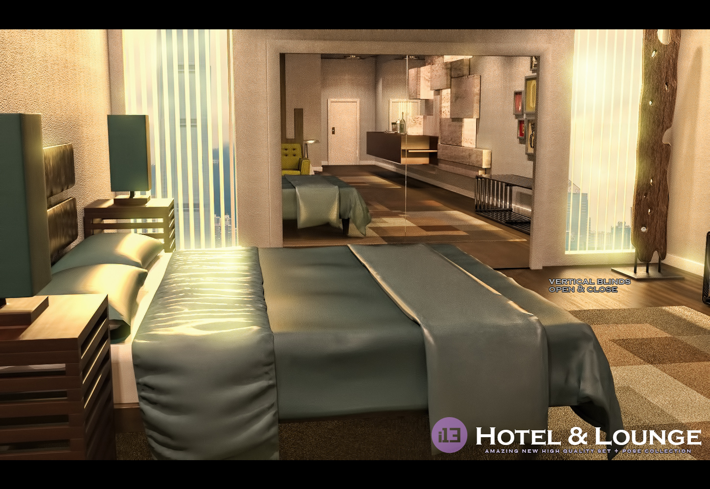 i13 Hotel and Lounge Environment with Poses by: ironman13, 3D Models by Daz 3D