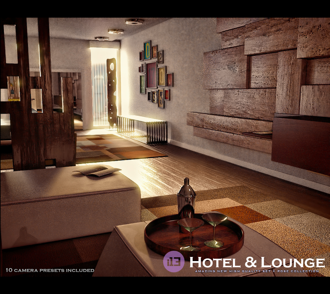 i13 Hotel and Lounge Environment with Poses by: ironman13, 3D Models by Daz 3D