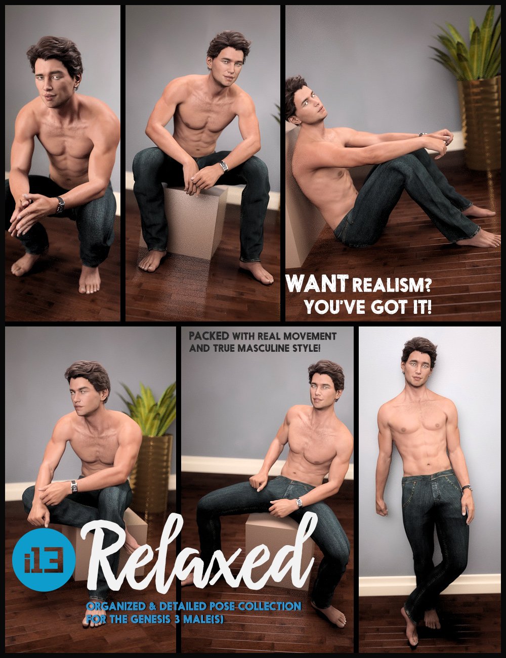 i13 Relaxed Pose Collection for the Genesis 3 Male(s) i13 Relaxed Pose Collection for the Genesis 3 Male(s) by: ironman13, 3D Models by Daz 3D