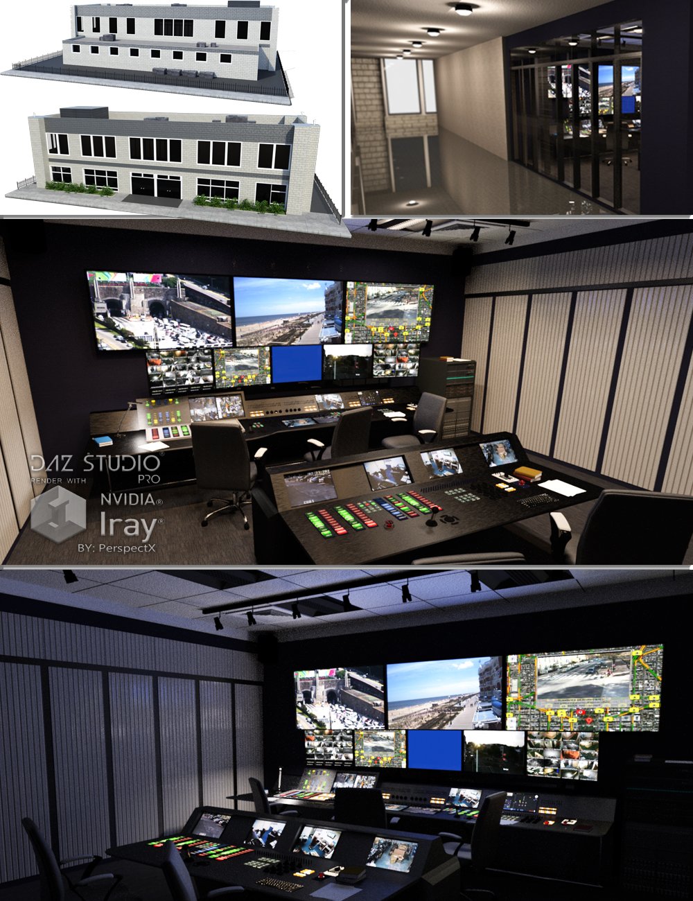 Security Expert Building with Control Room by: PerspectX, 3D Models by Daz 3D