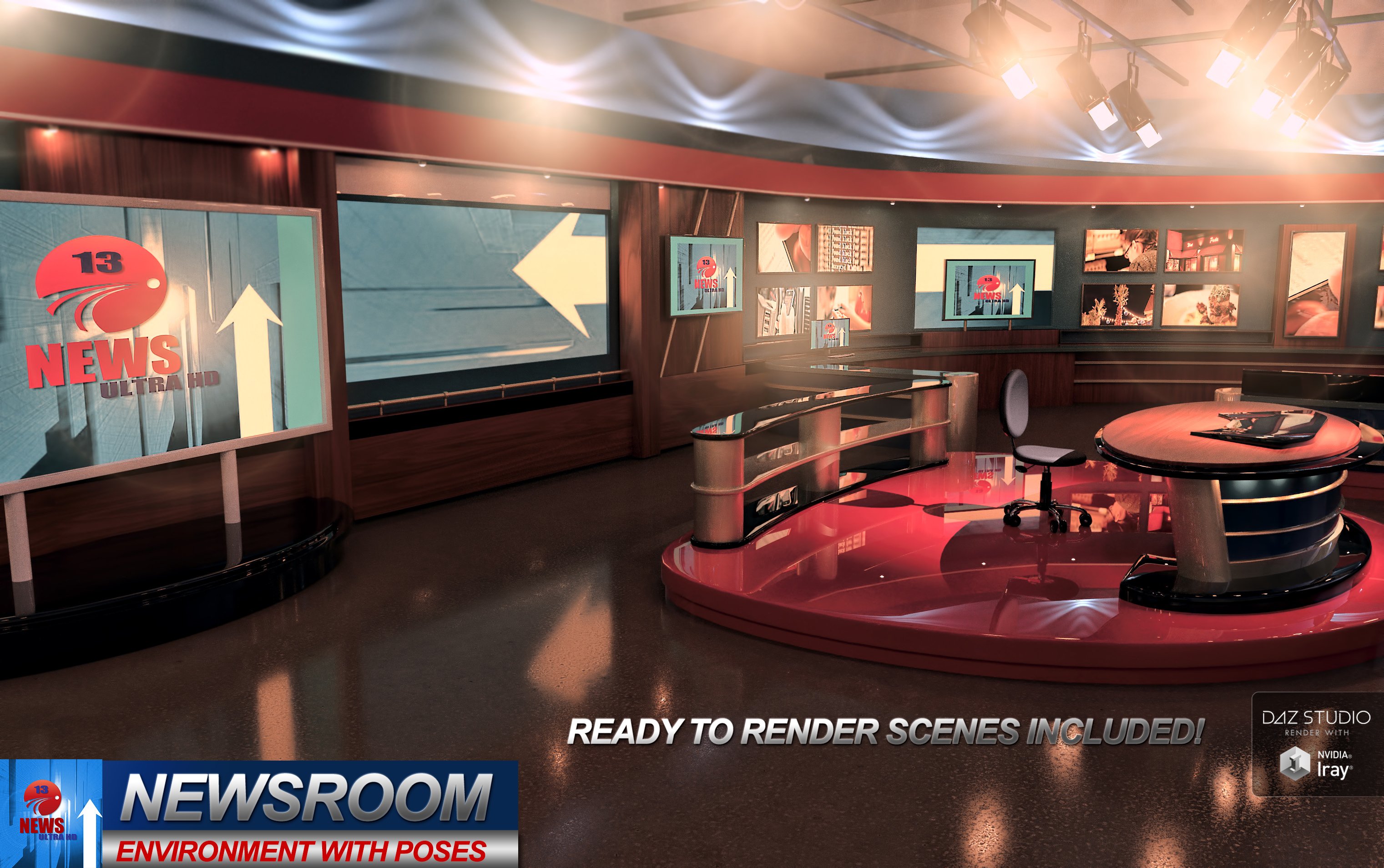 i13 Newsroom with Poses by: ironman13, 3D Models by Daz 3D