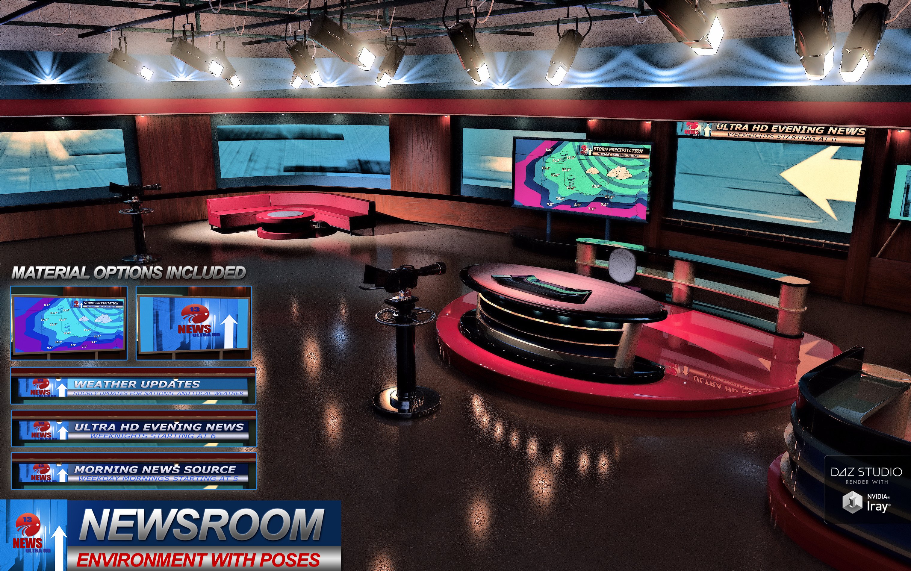 i13 Newsroom with Poses by: ironman13, 3D Models by Daz 3D