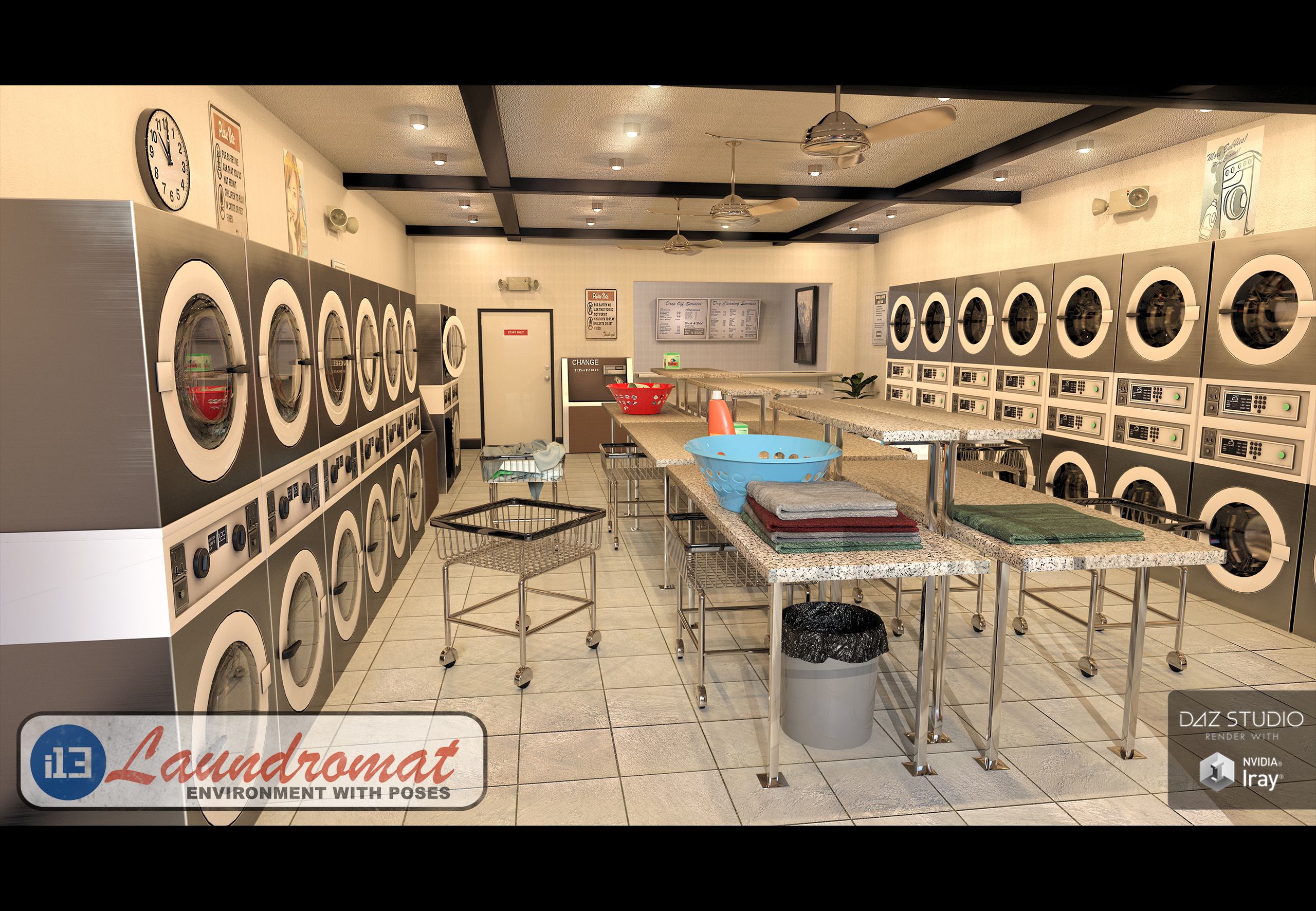 i13 Laundromat Environment with Poses by: ironman13, 3D Models by Daz 3D