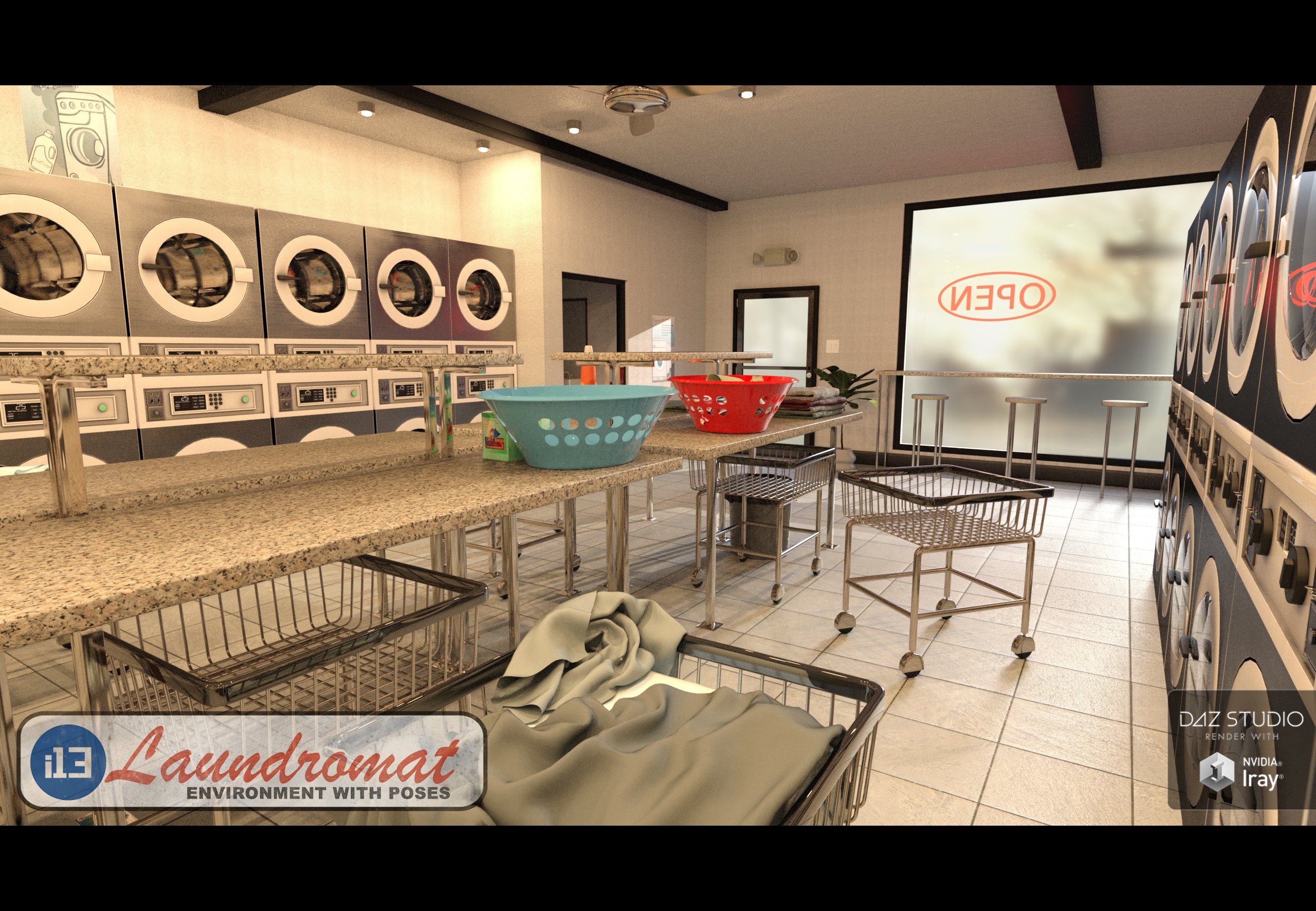 i13 Laundromat Environment with Poses by: ironman13, 3D Models by Daz 3D