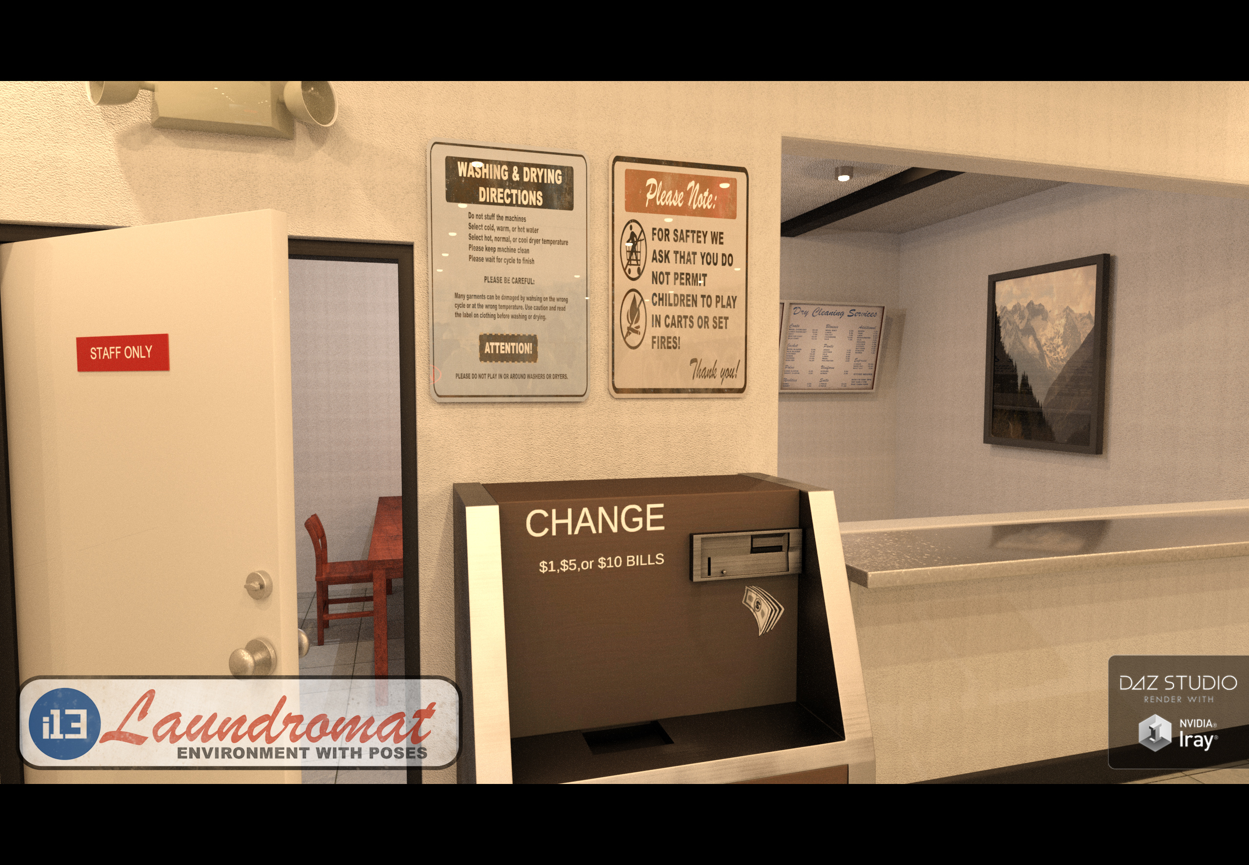 i13 Laundromat Environment with Poses i13 Laundromat Environment with Poses by: ironman13, 3D Models by Daz 3D