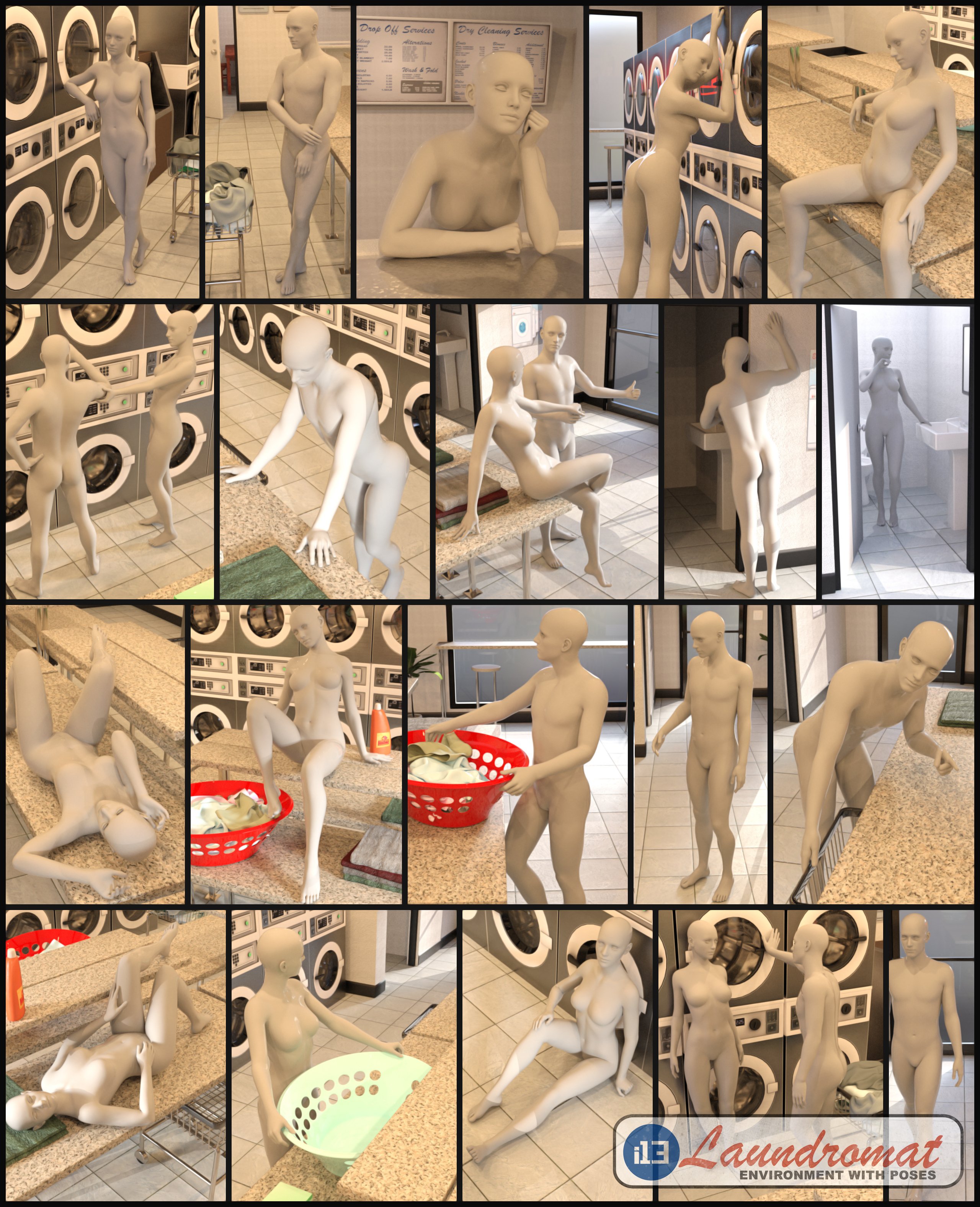i13 Laundromat Environment with Poses i13 Laundromat Environment with Poses by: ironman13, 3D Models by Daz 3D