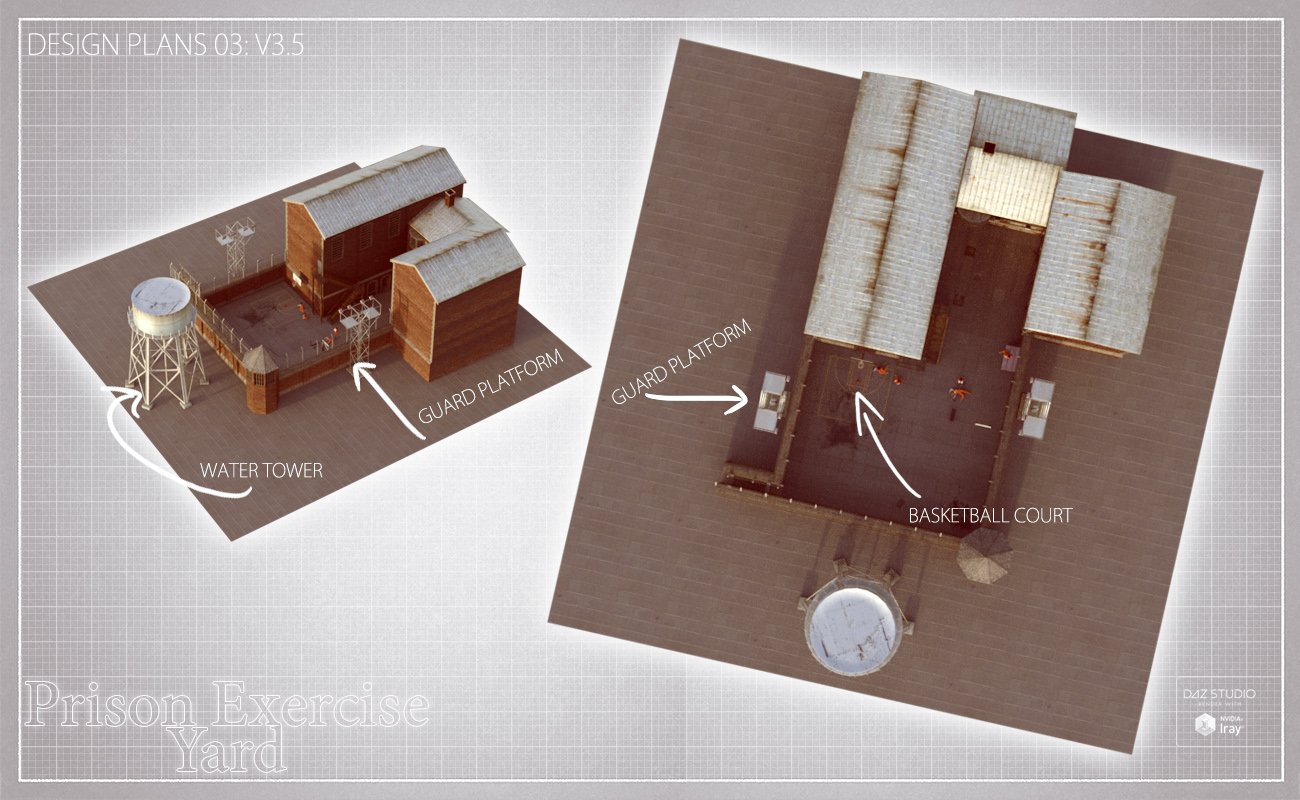 Prison Exercise Yard by: David BrinnenForbiddenWhispers, 3D Models by Daz 3D