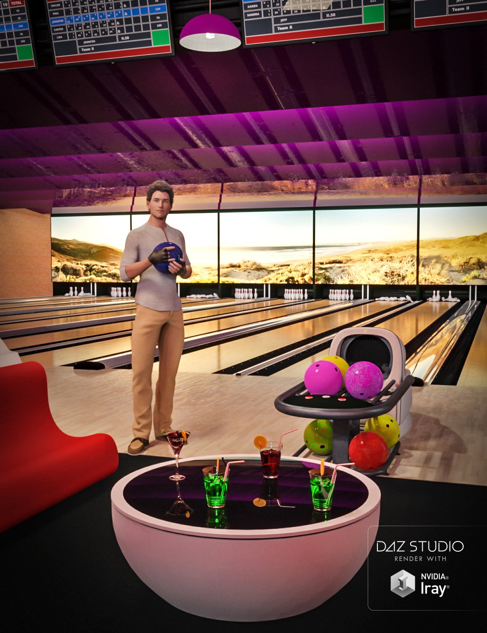 Bowling Lounge Bowling Lounge by: Mely3D, 3D Models by Daz 3D