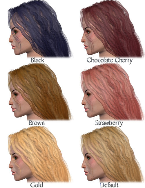 Wavy Hair by: 3D Universe, 3D Models by Daz 3D