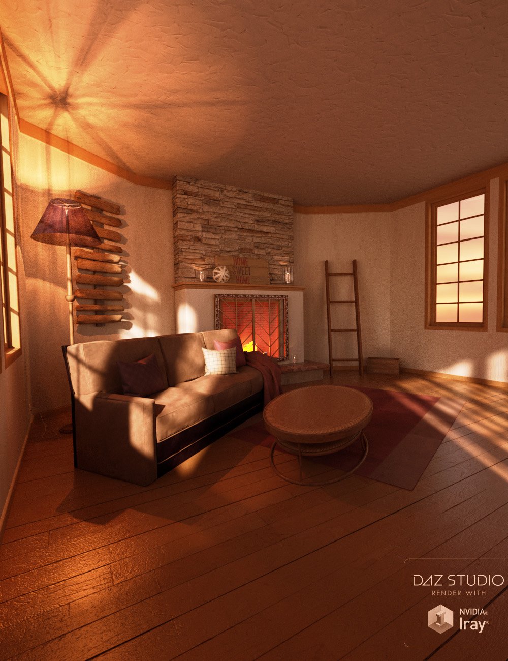 Rustic Living Room by: ForbiddenWhispers, 3D Models by Daz 3D
