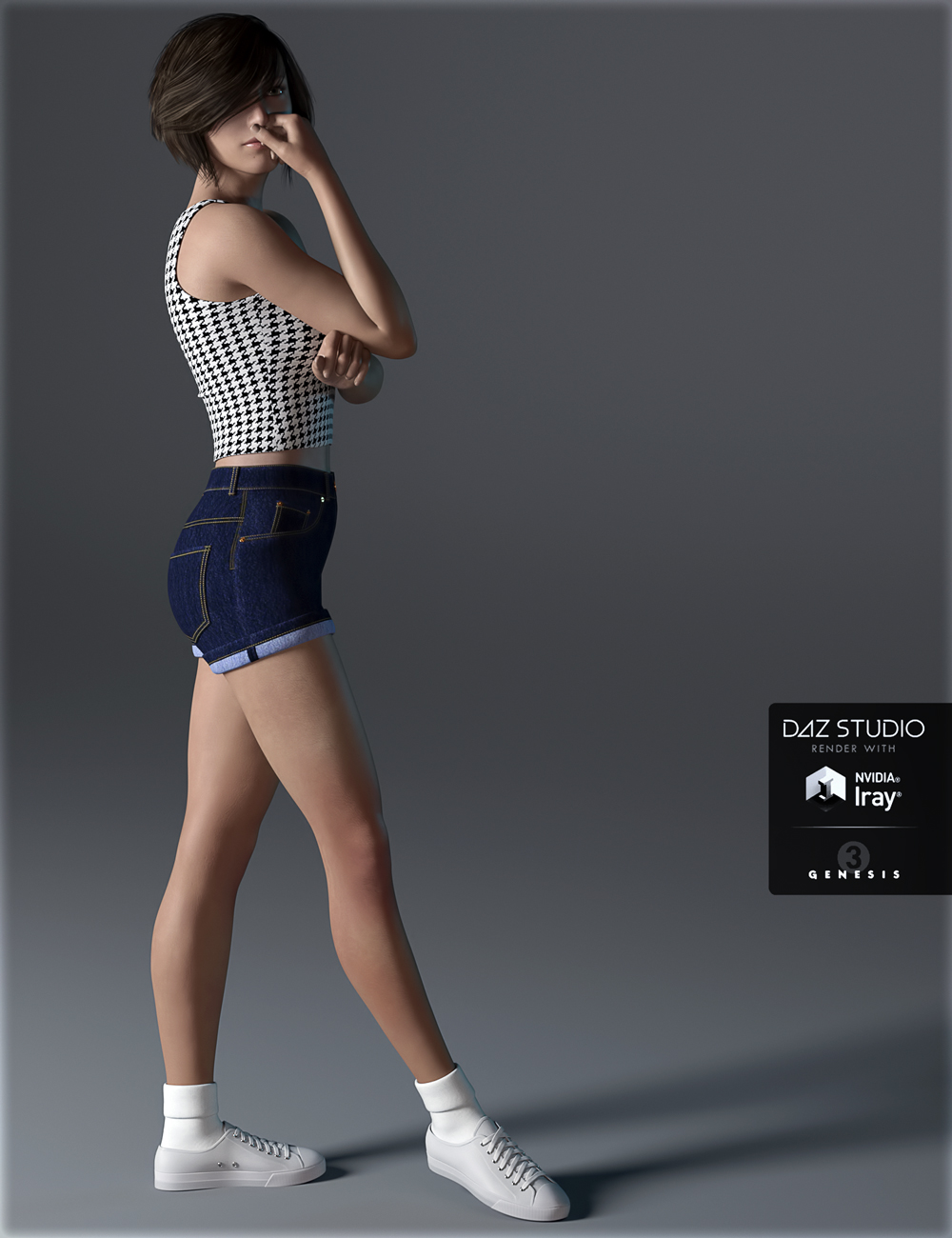 H&C Short Casual A for Genesis 3 Female(s) by: IH Kang, 3D Models by Daz 3D