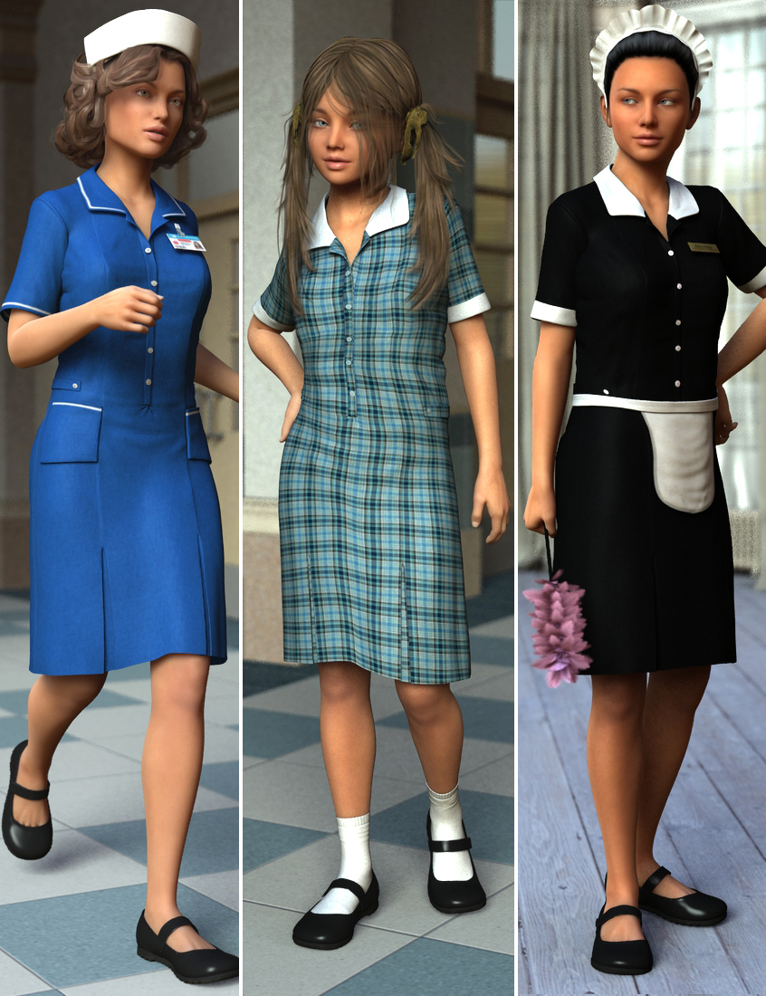 Uniform Dress for Genesis 3 Female(s) by: Dogz, 3D Models by Daz 3D