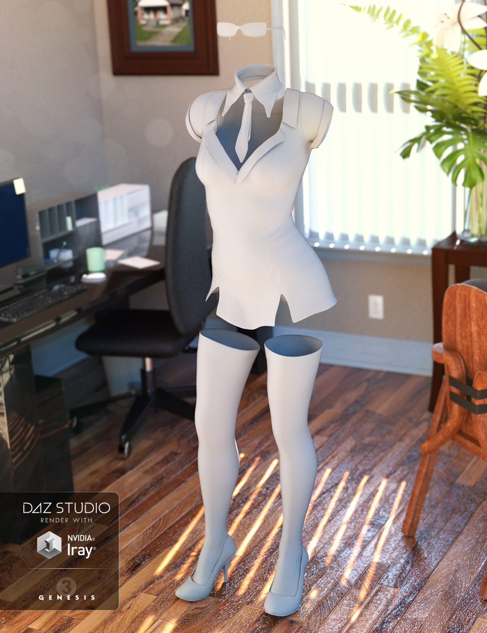 Sexy Secretary Outfit for Genesis 3 Female(s) by: Barbara BrundonShox-Design, 3D Models by Daz 3D