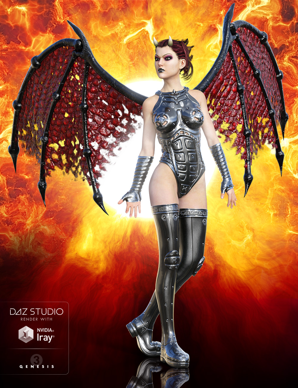 Universal Demon Wings for Genesis 3 Male(s) and Genesis 3 Female(s) by: midnight_stories, 3D Models by Daz 3D