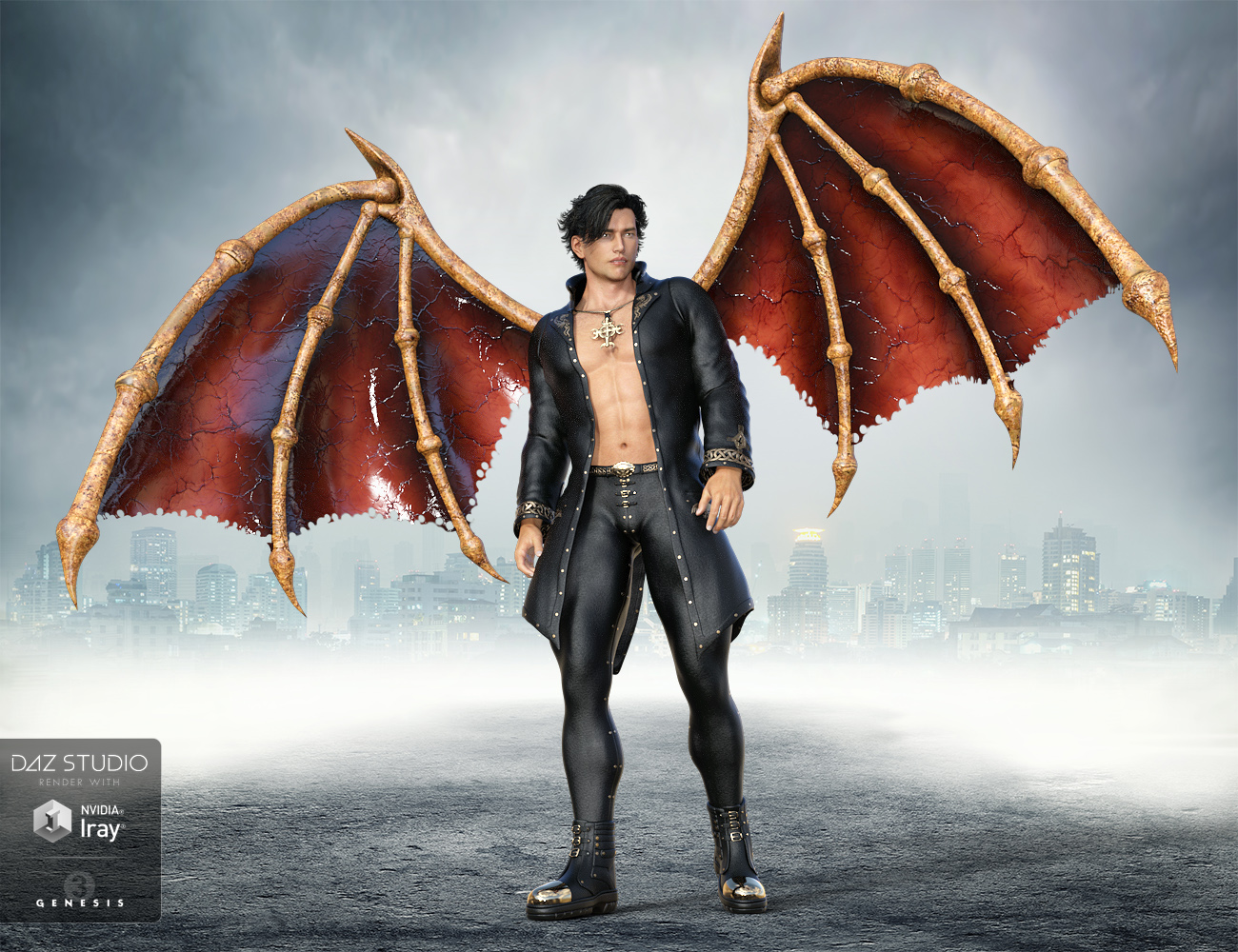 Universal Demon Wings for Genesis 3 Male(s) and Genesis 3 Female(s ...