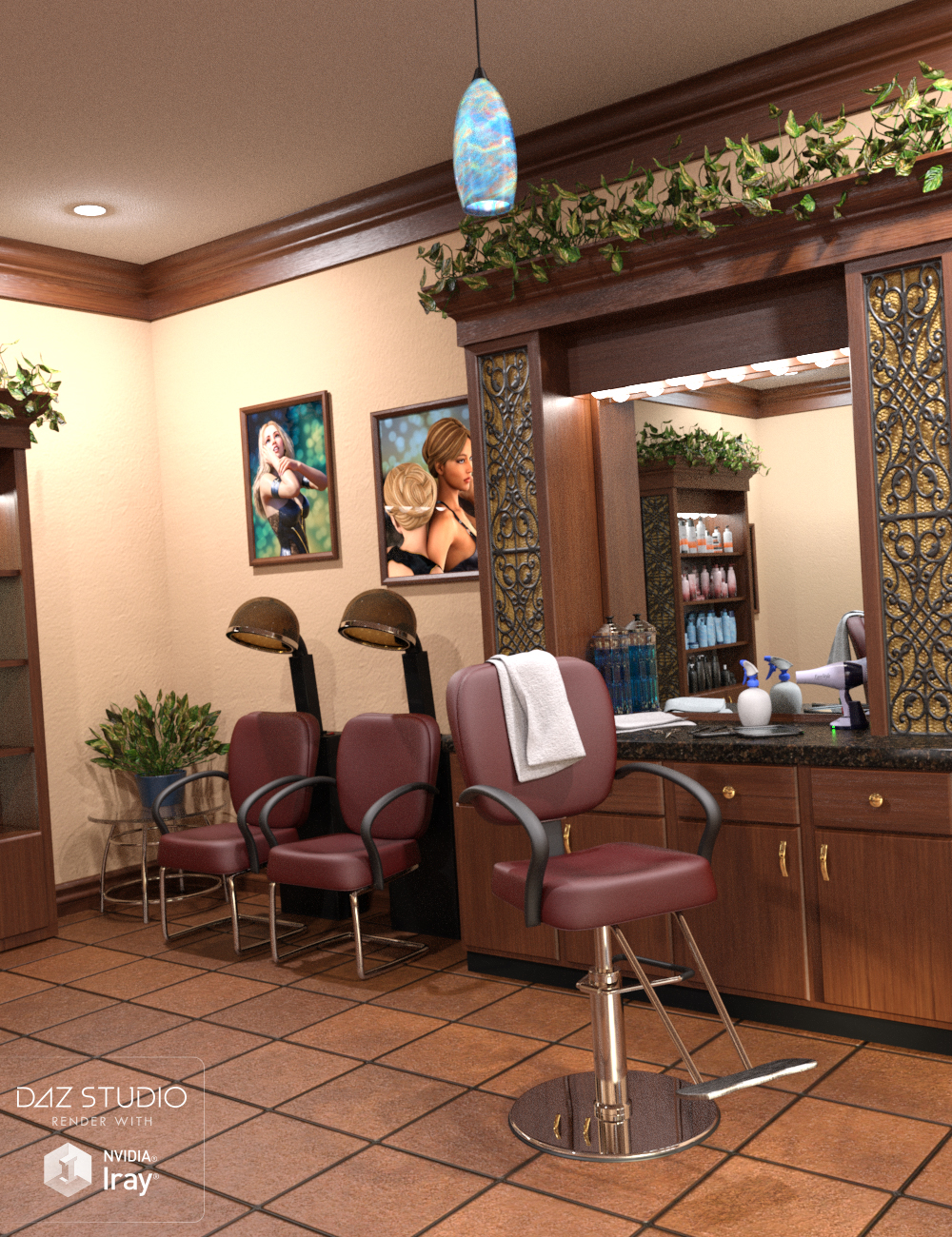 Chez Lucille Hair Salon by: SloshWerks, 3D Models by Daz 3D