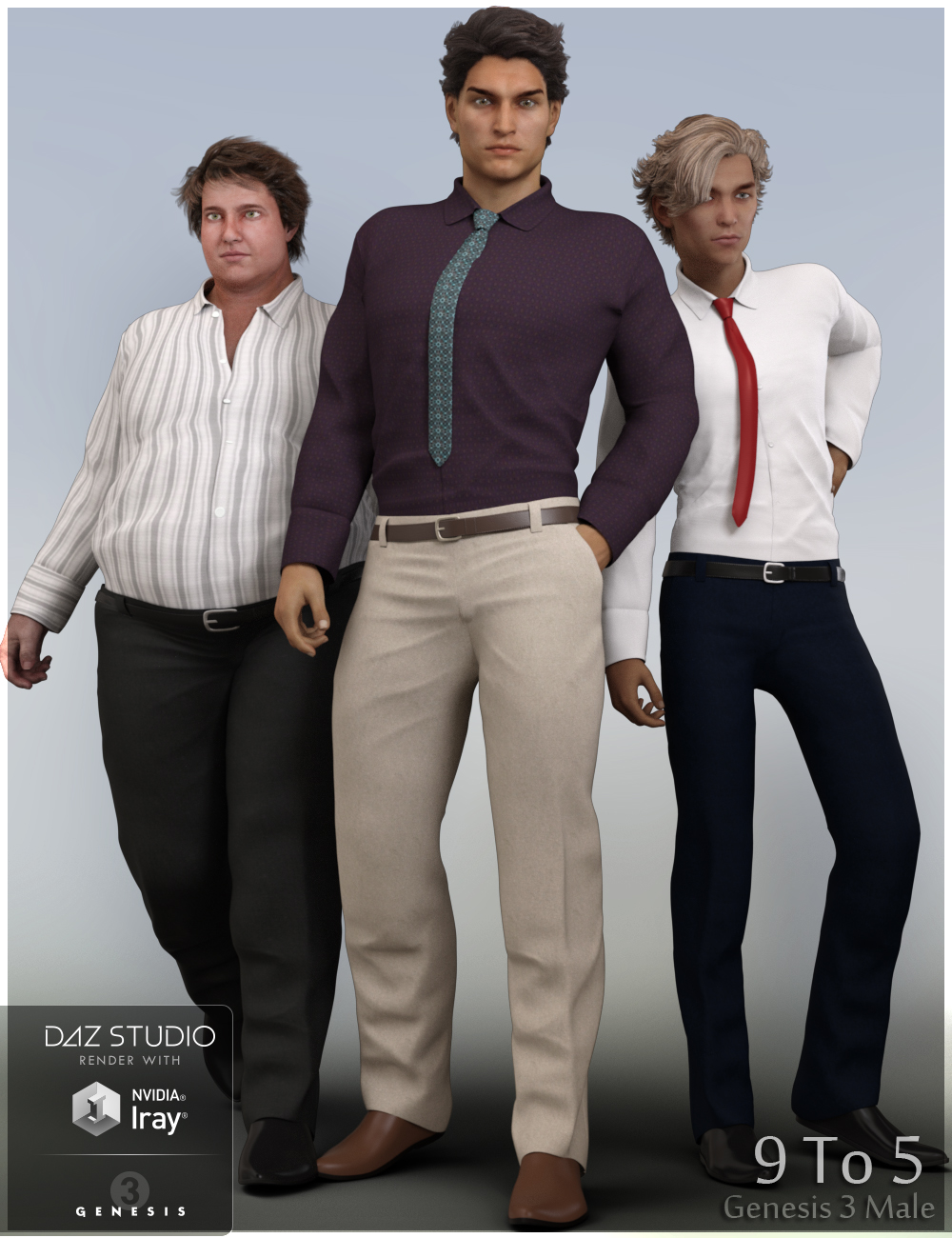 9 To 5 Outfit for Genesis 3 Male(s) by: Nikisatez, 3D Models by Daz 3D