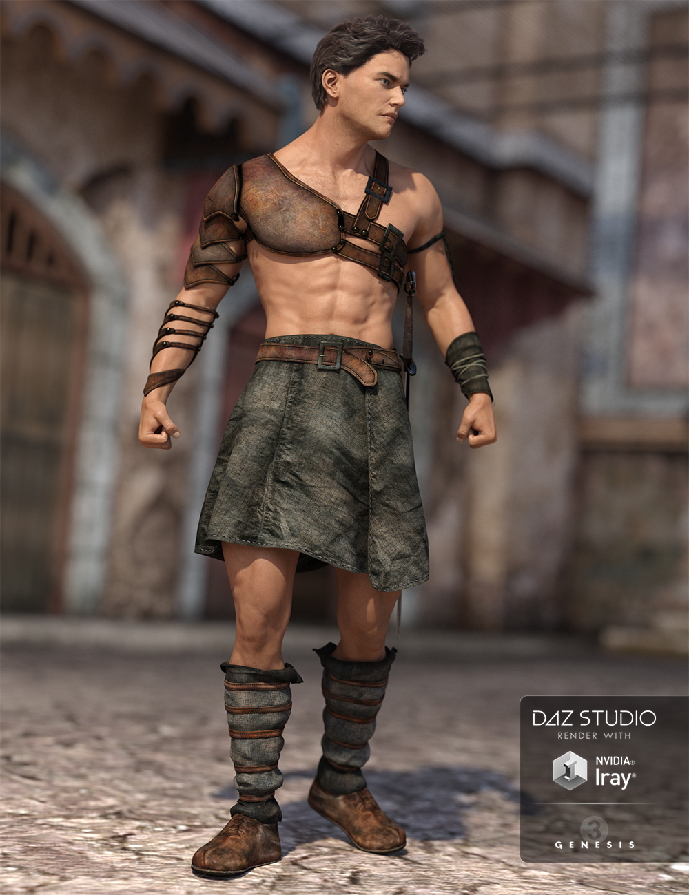 Leather Warrior Outfit Textures by: Sarsa, 3D Models by Daz 3D