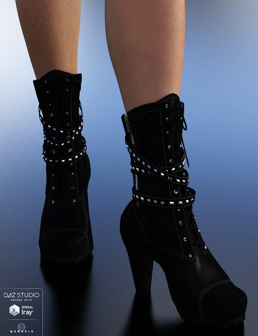 Biker Boots for Genesis 3 Female(s) by: WildDesigns3DSublimeProductions, 3D Models by Daz 3D