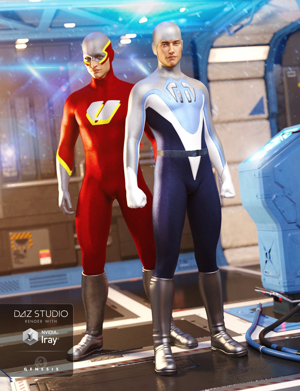 Super Bodysuit Superhero Textures by: Shox-Design, 3D Models by Daz 3D