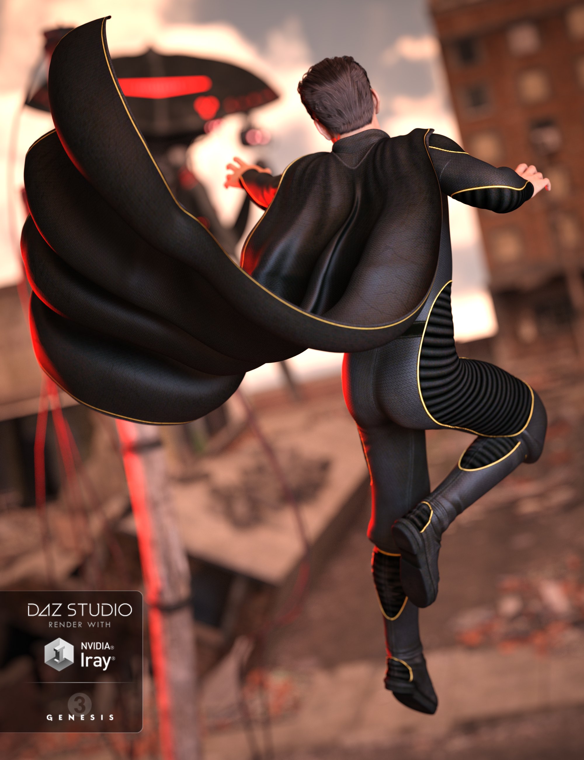 Super Hero Cape Set for Genesis 3 Male(s) by: Bluebird 3D Clothing, 3D Models by Daz 3D