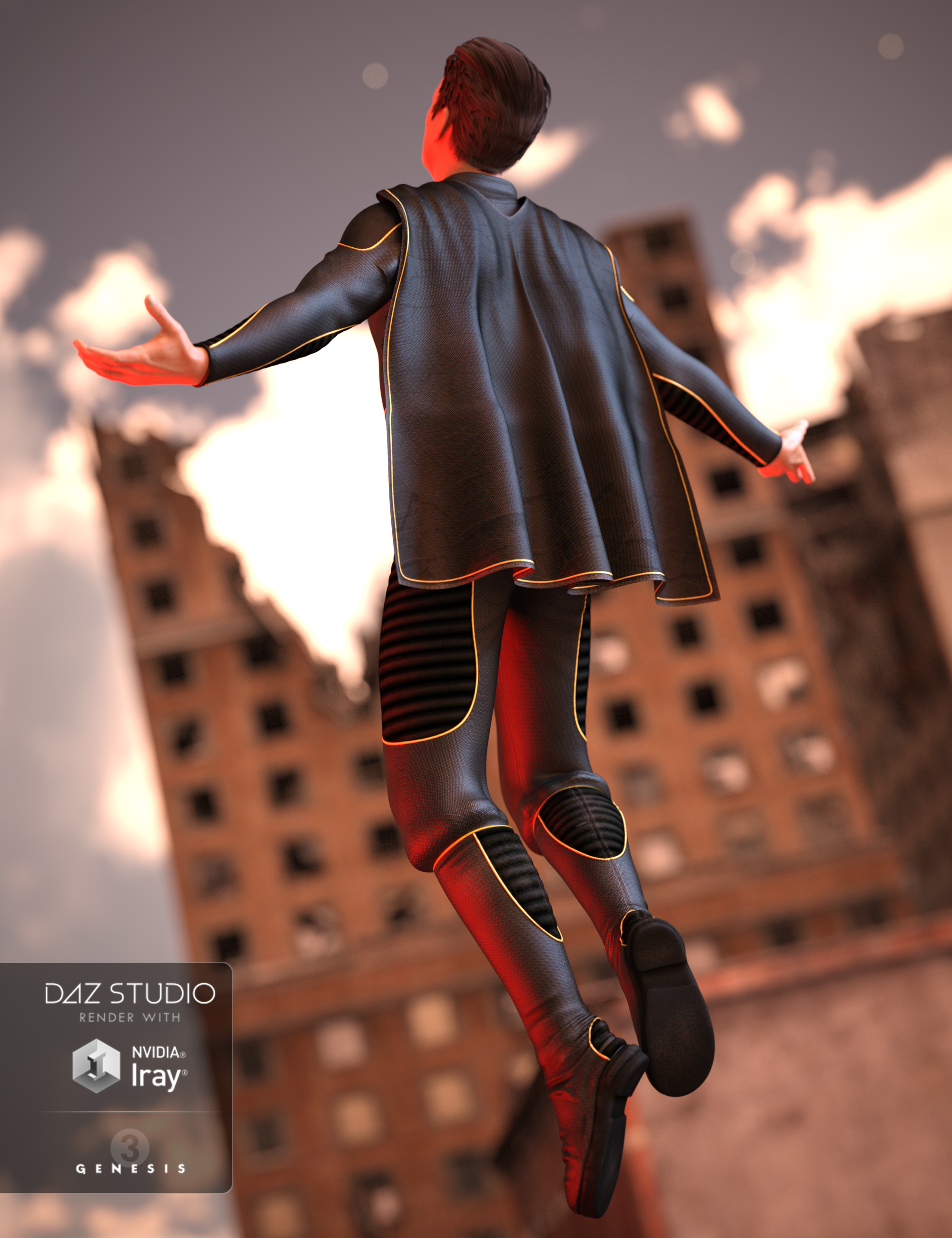 Super Hero Cape Set for Genesis 3 Male(s) by: Bluebird 3D Clothing, 3D Models by Daz 3D