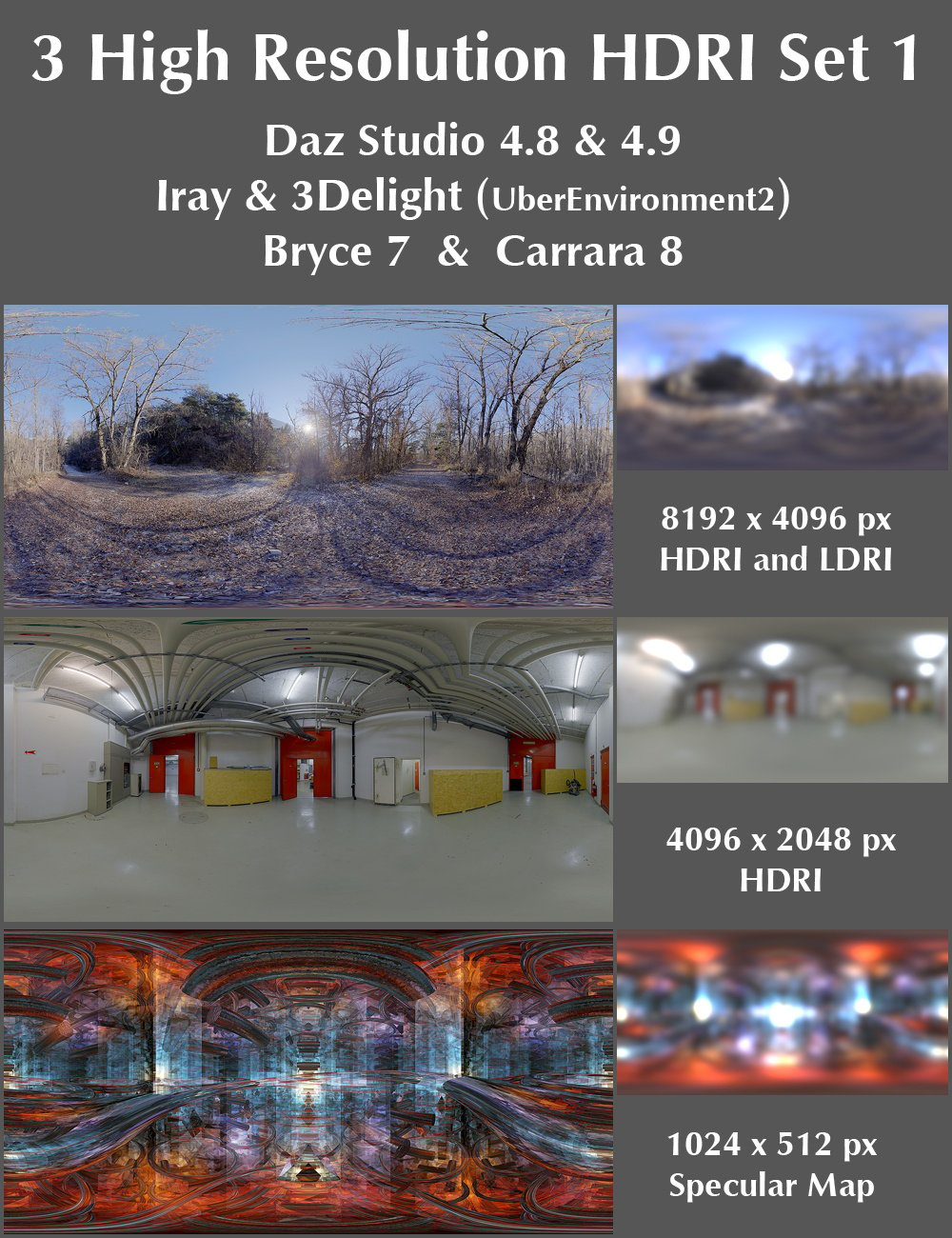 3 High Resolution HDRI Set 1 by: Horo, 3D Models by Daz 3D