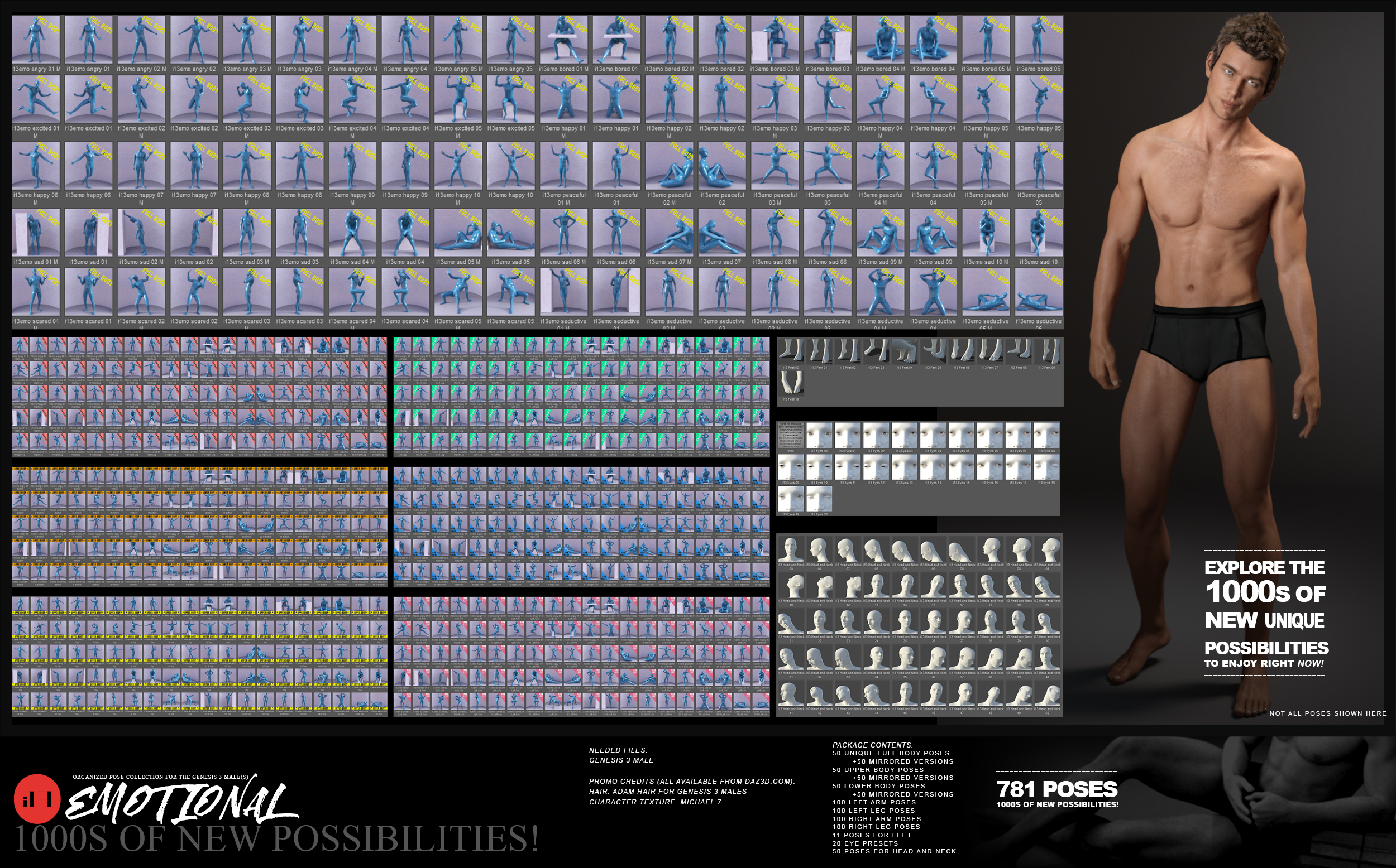 i13 Emotional Pose Collection for the Genesis 3 Male(s) i13 Emotional Pose Collection for the Genesis 3 Male(s) by: ironman13, 3D Models by Daz 3D