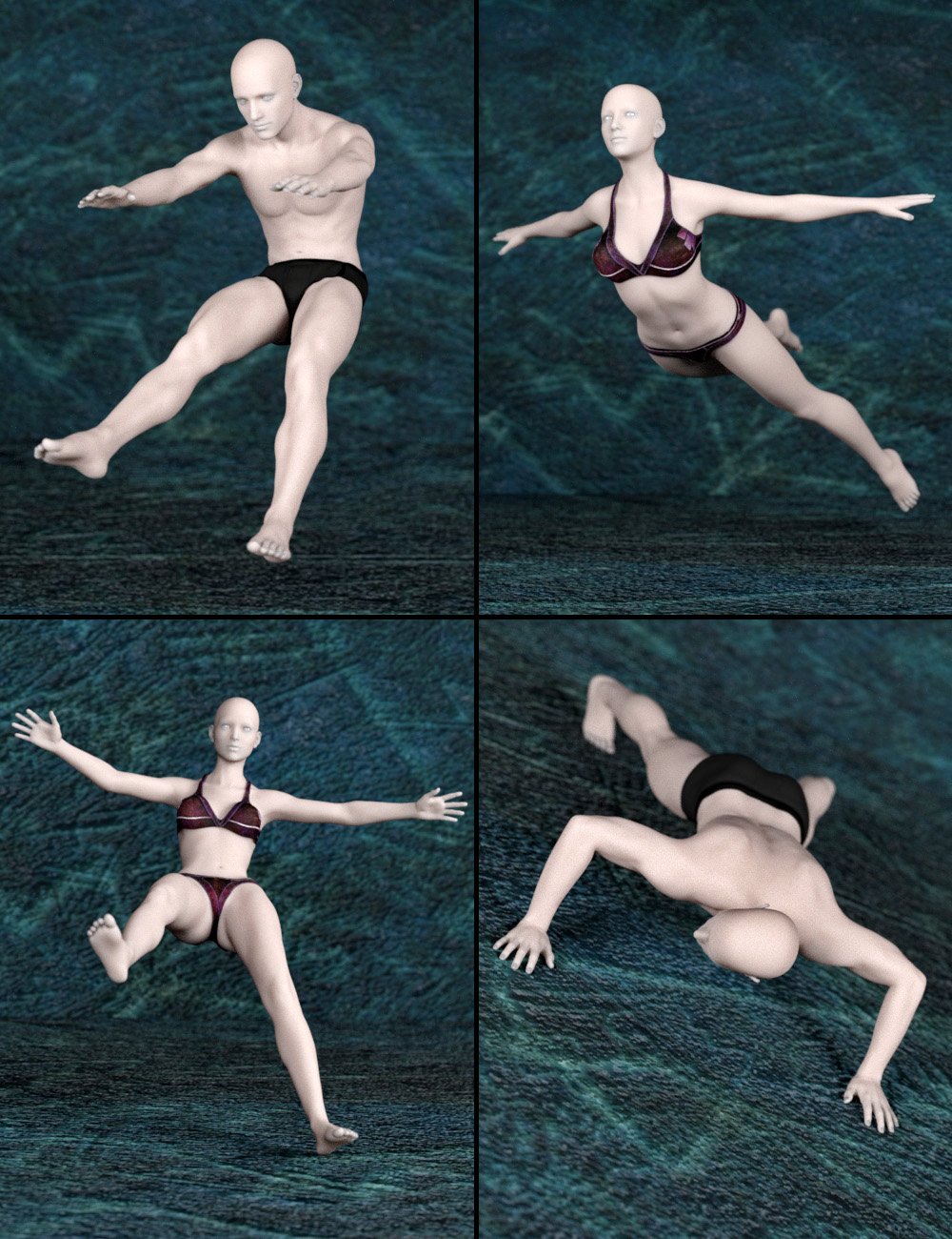 Explosive Poses for Genesis 2 and Genesis 3 Male(s) and Female(s) by: Tako Yakida, 3D Models by Daz 3D