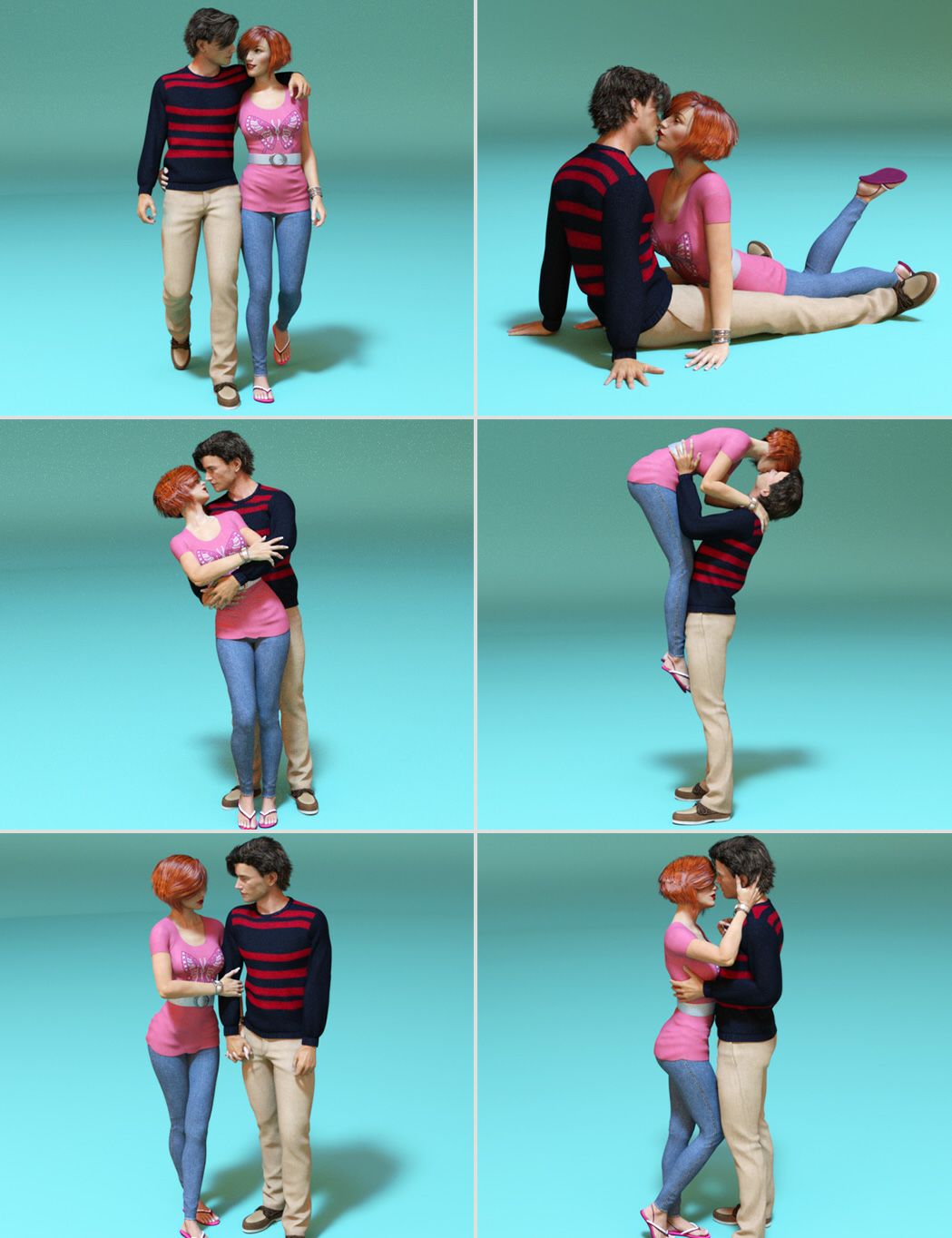Honeymoon Poses for Genesis 3 Female and Male by: Val3dart, 3D Models by Daz 3D